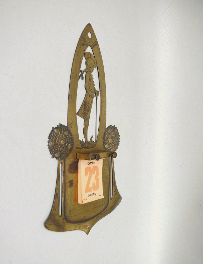 Art Nouveau Wall Mount For Tear Off Calendar In Brass, 1890s photo furniture