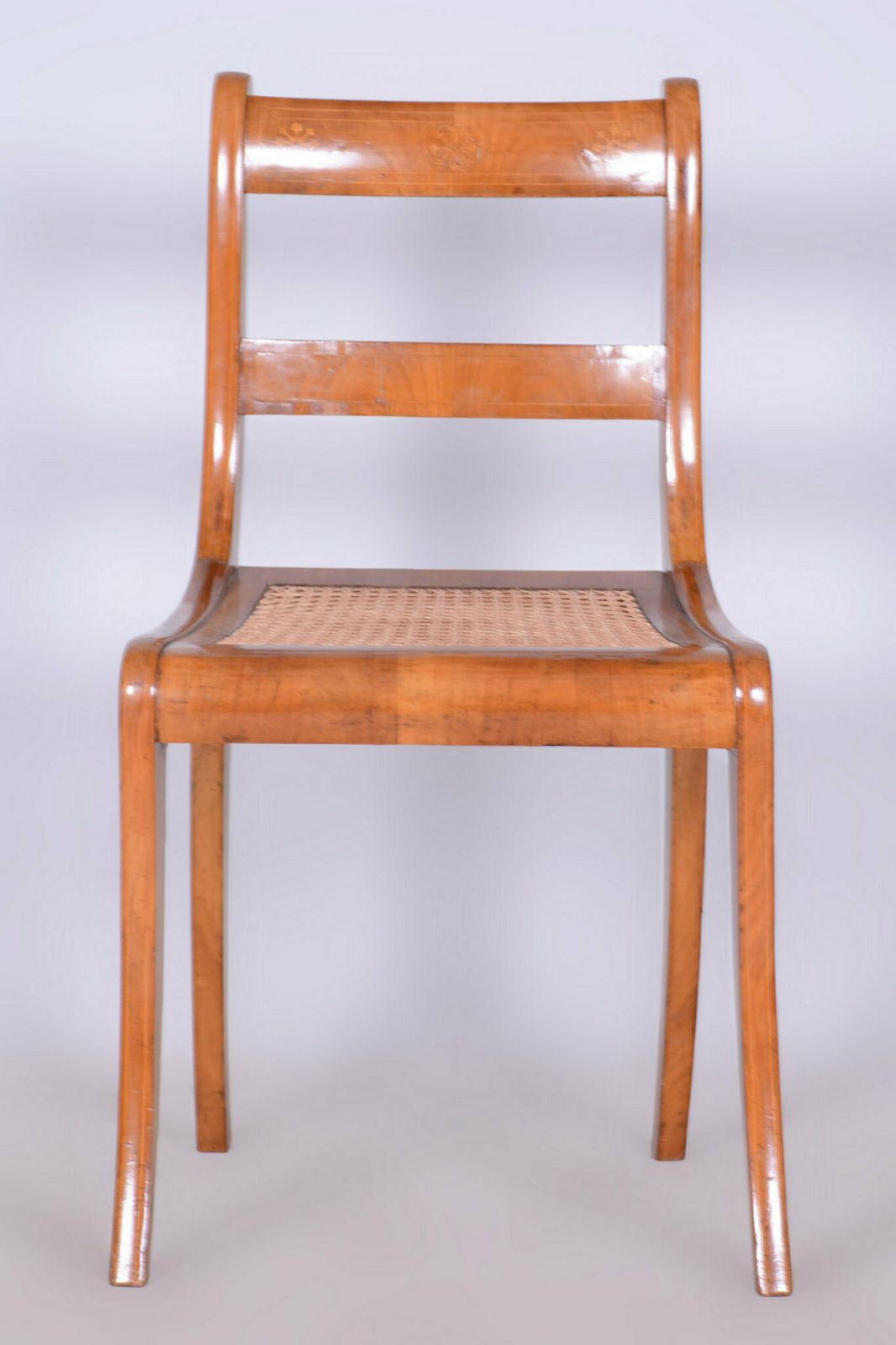 Restored Biedermeier Chair, Cherry Tree, Rattan, Revived Polish, Austria, 1830s photo buy