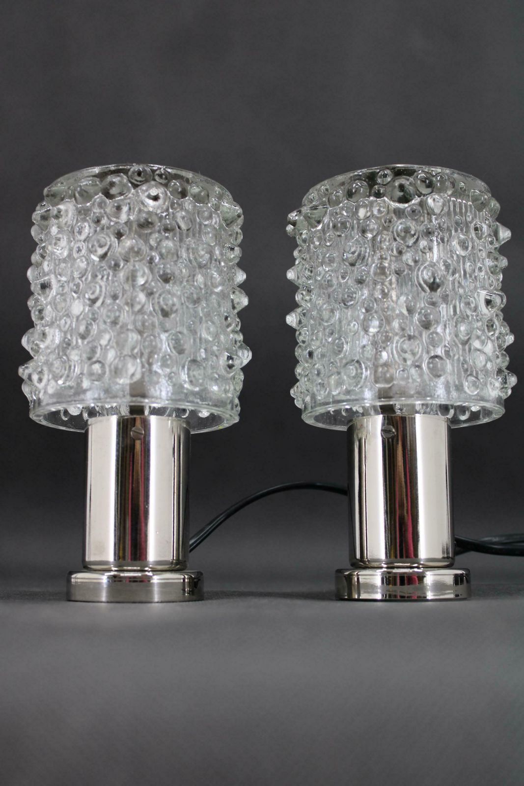 1970s Pair Of Glass Table Lamps By Kamenicky Senov, Czechoslovakia photo for sale