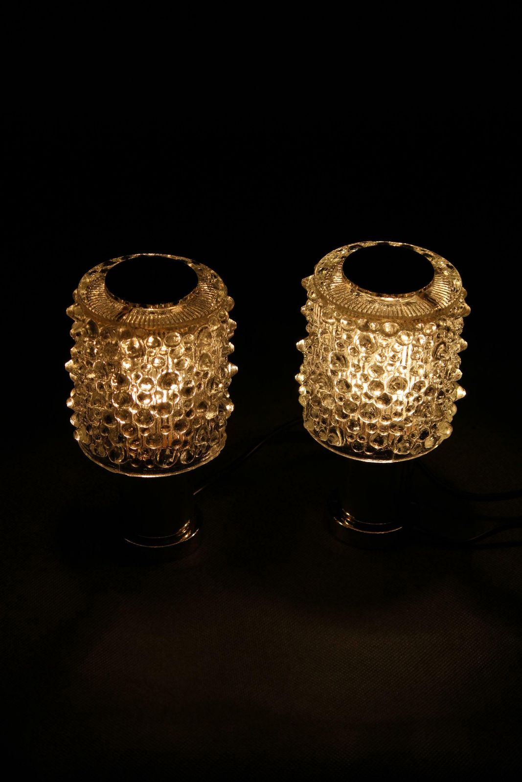 photo for sale 1970s Pair Of Glass Table Lamps By Kamenicky Senov, Czechoslovakia