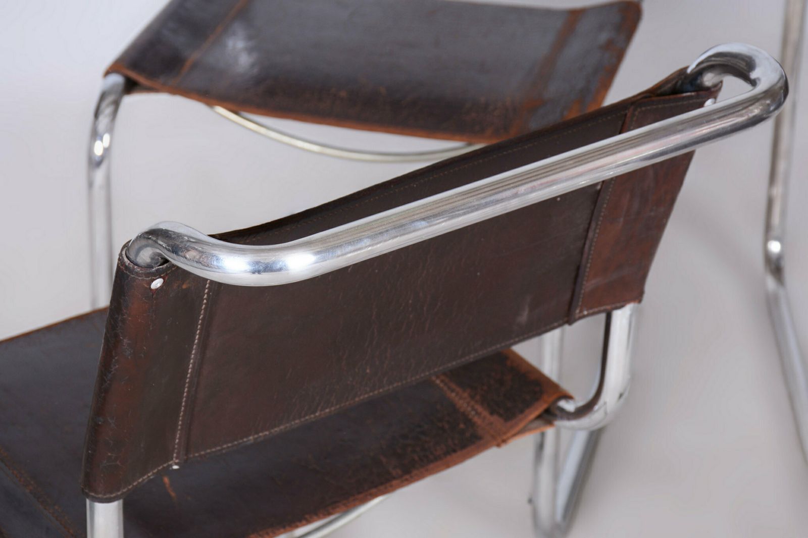 Set Of Four Original Bauhaus Chairs, Genuine Leather, Chrome, Germany, 1930s photo Furniture