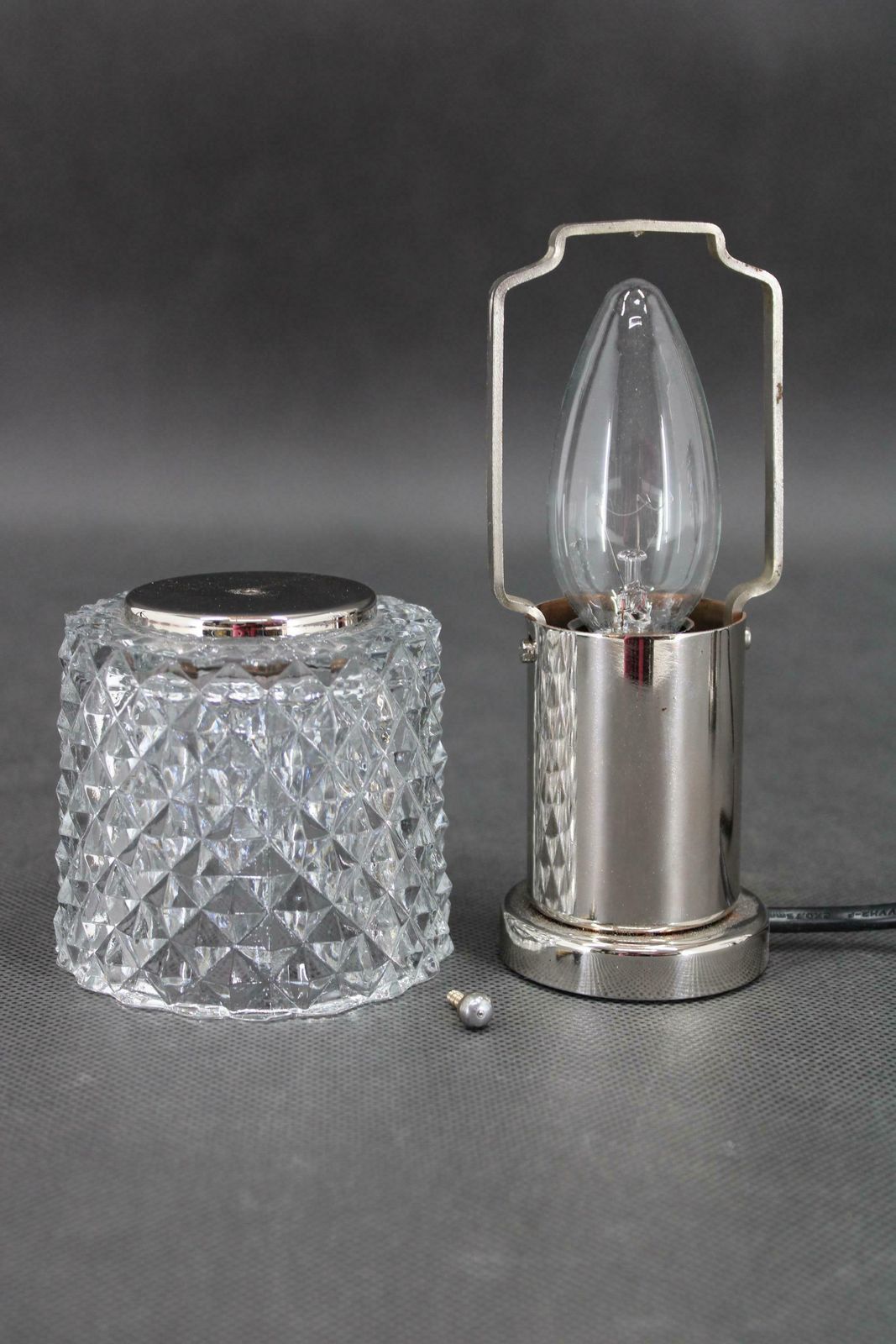 1970s Pair Of Nightstands Glass Lamps By Kamenicky Senov, Czechoslovakia photo vinterior