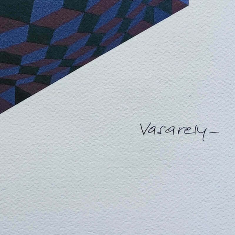 1970s Original Gorgeous Victor Vasarely Op Art Limited Edition Lithograph photo vintage
