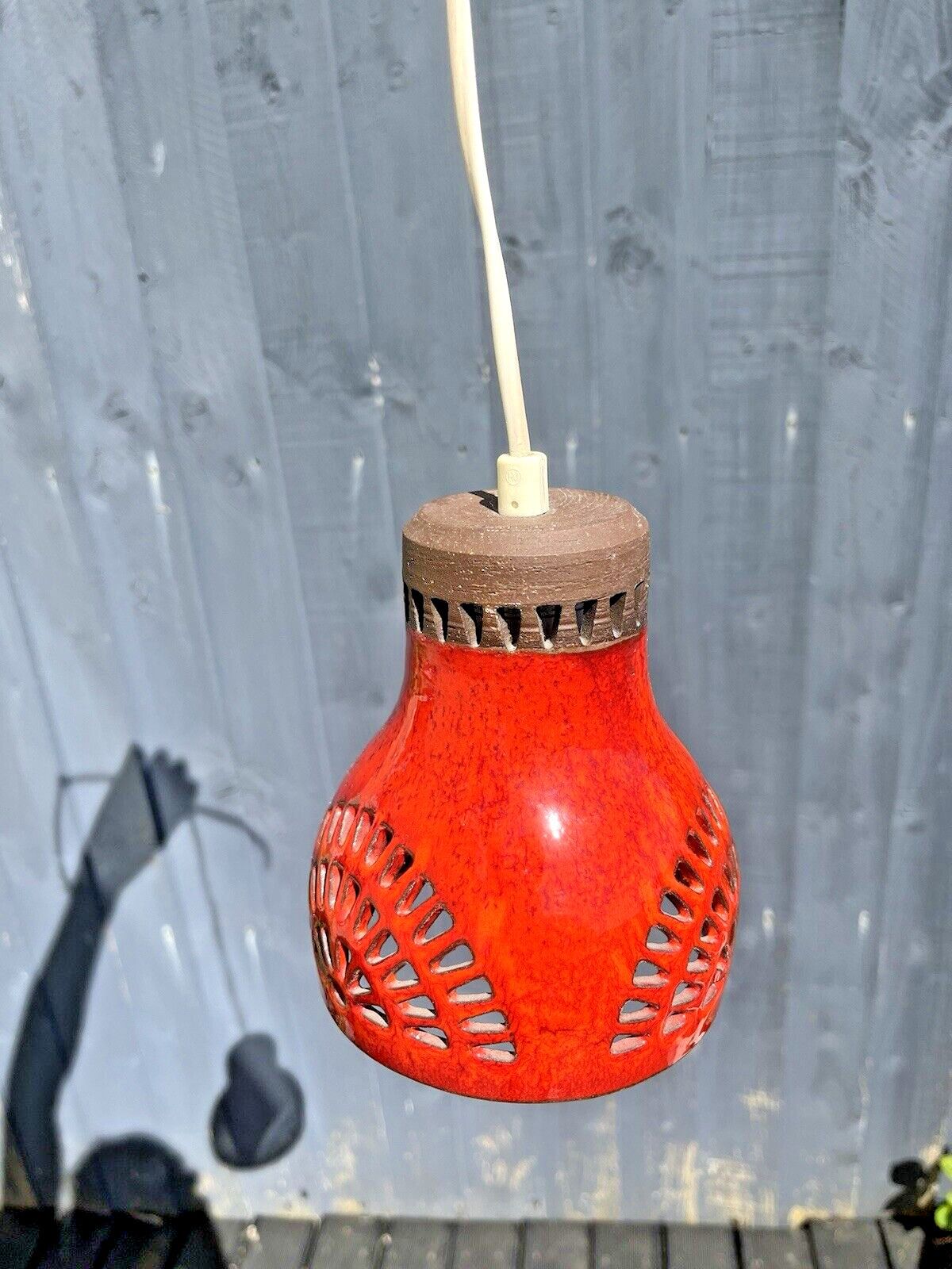 Mid Century 60's Swedish Borsum Mariefred Pierced Pottery Ceiling Light Fat Lava photo Lighting