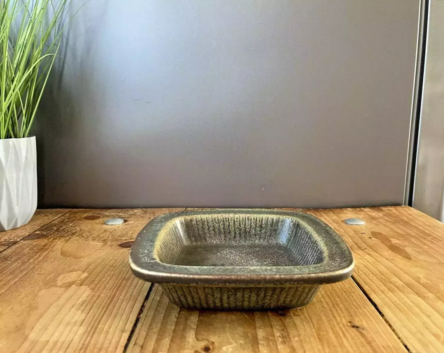 60's Mid Century Swedish Rorstrand Gunnar Nylund Striped Green Collier Dish Bowl photo furniture