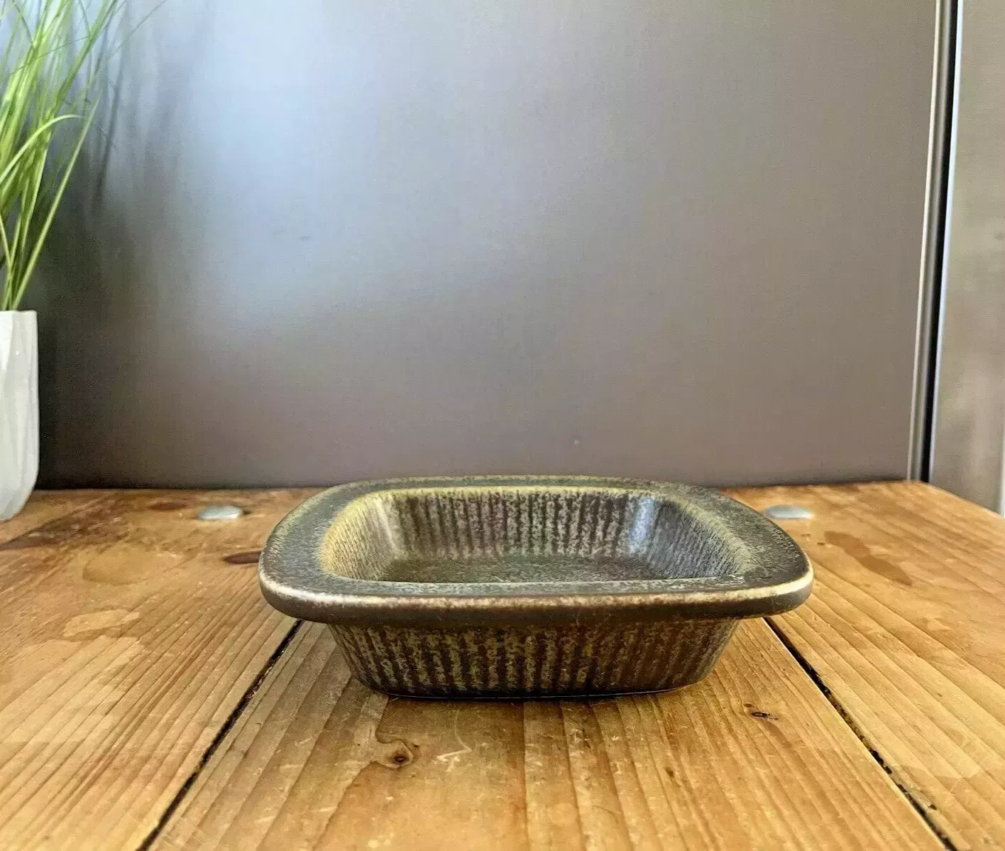 60's Mid Century Swedish Rorstrand Gunnar Nylund Striped Green Collier Dish Bowl photo 75.0