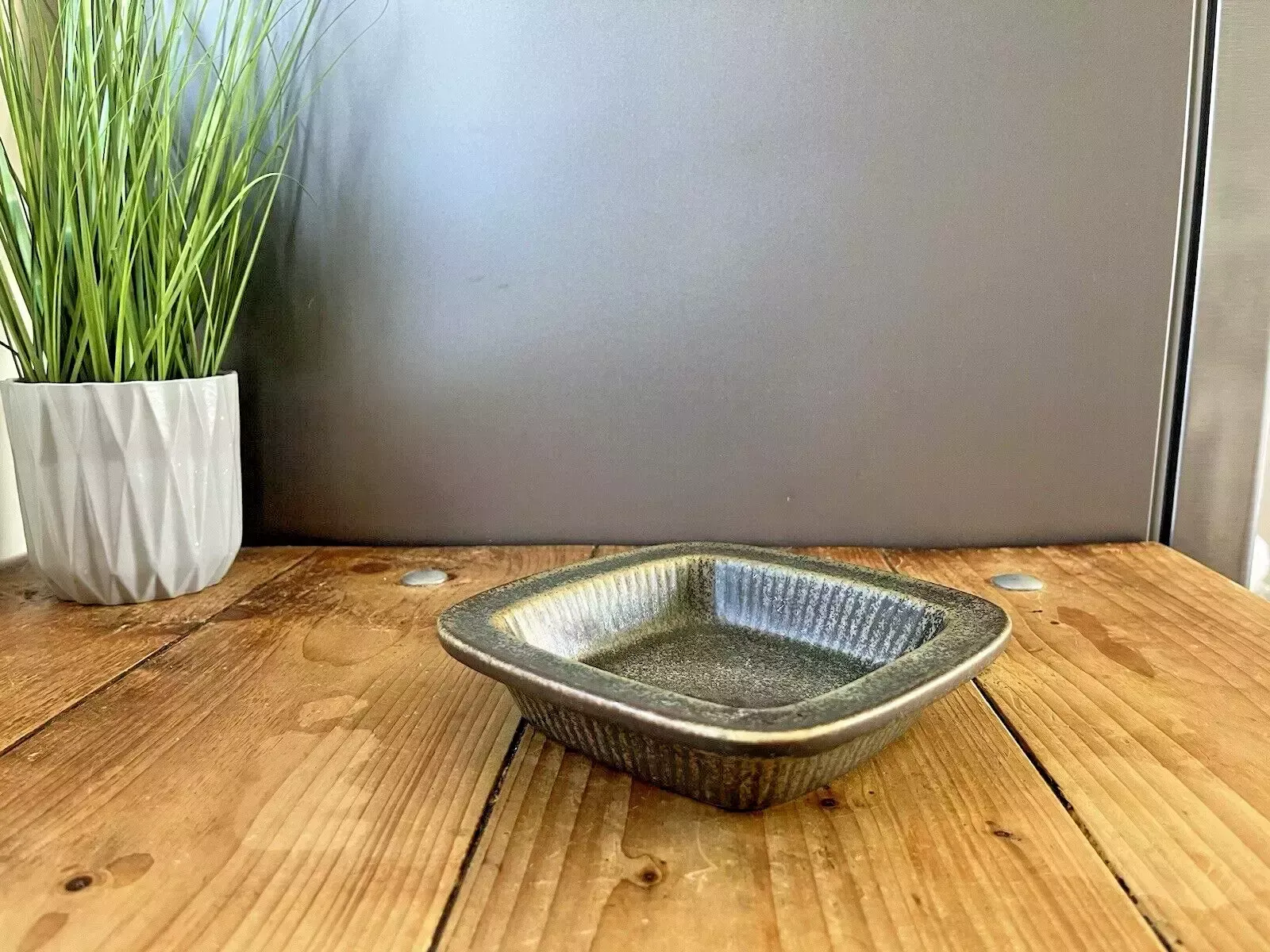 photo for sale 60's Mid Century Swedish Rorstrand Gunnar Nylund Striped Green Collier Dish Bowl