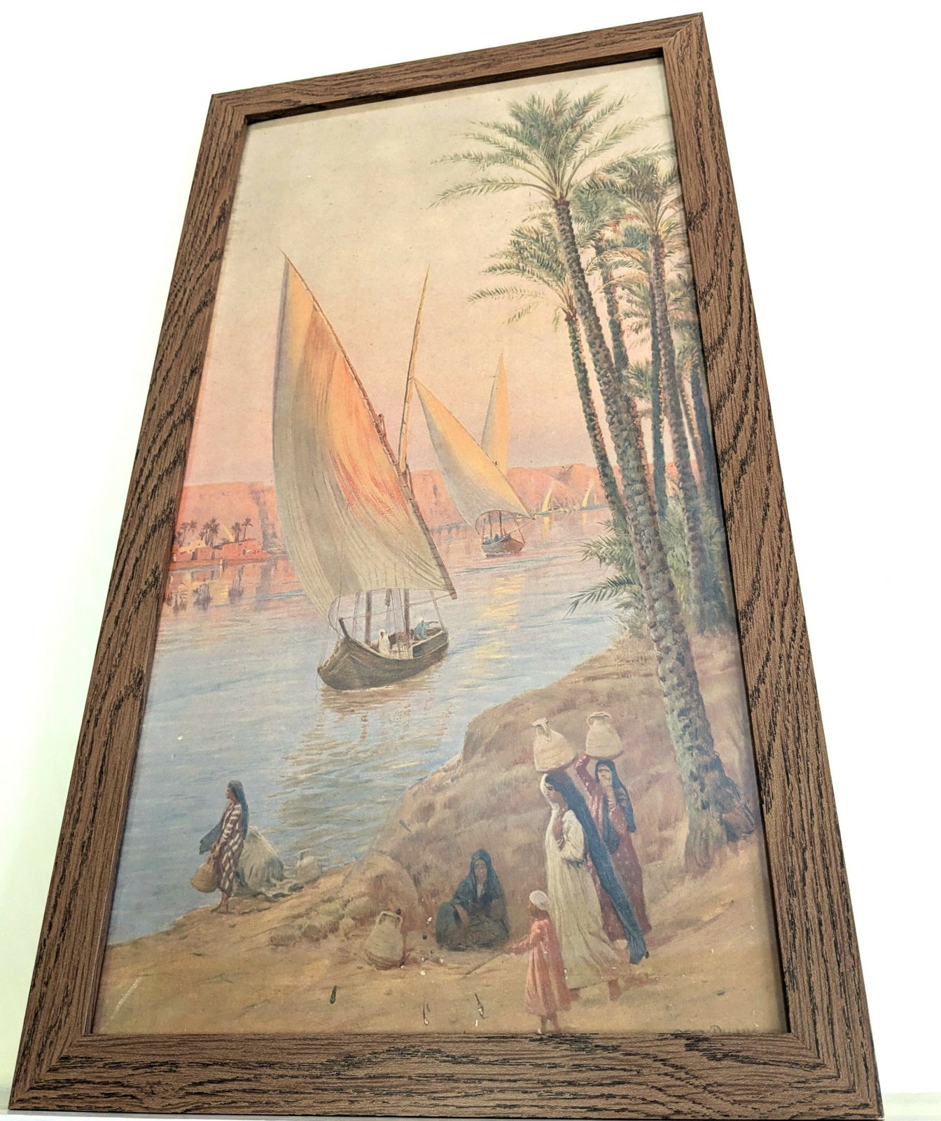 Framed Antique Print Of River Nile By Otto Pilny Mounted On Board