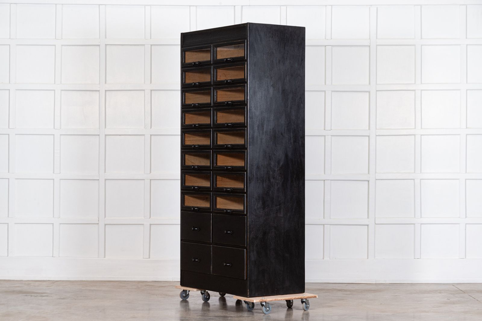 1920s Painted Haberdashery Cabinet With Glass Drawers. photo Furniture