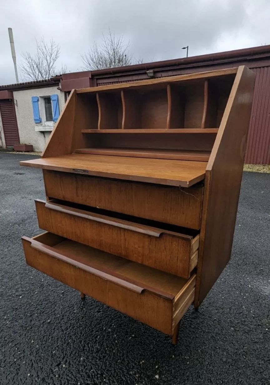 Vintage Teak Danish Secretary Bureau Desk, Mcm, Rare