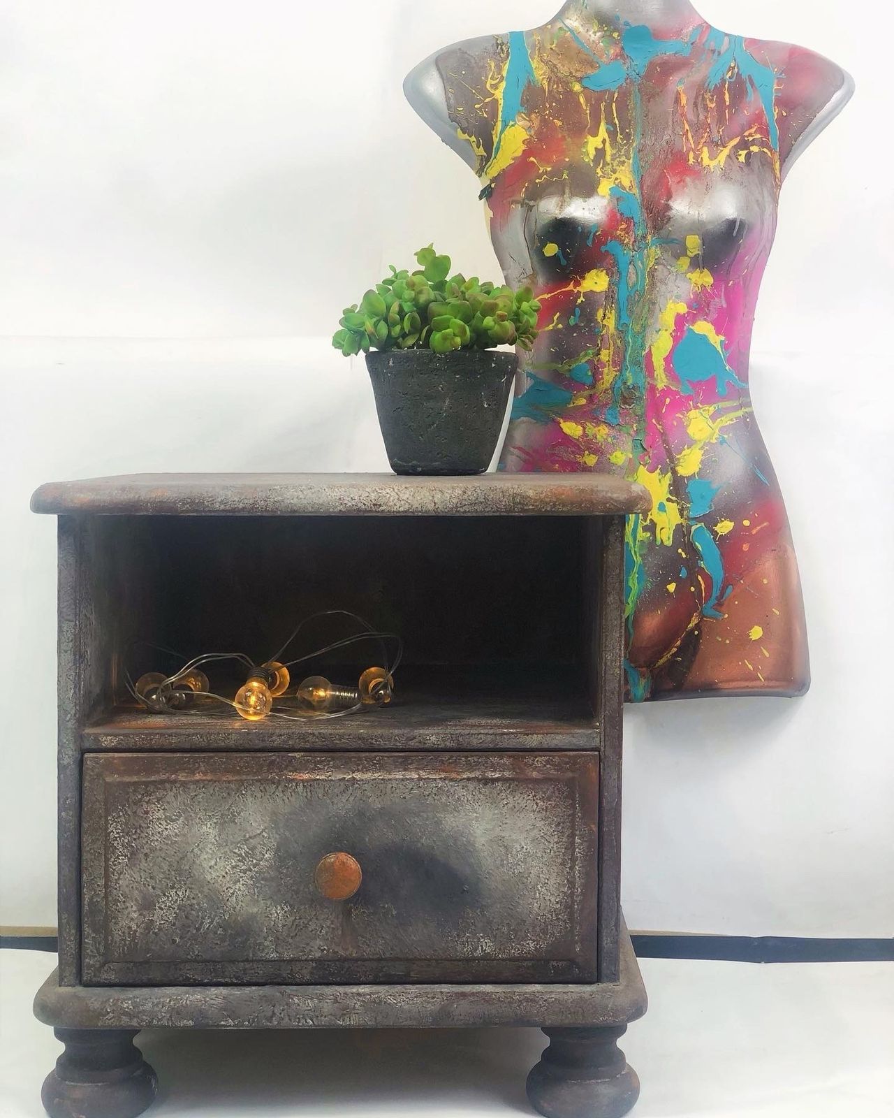 Rusty Metal Paint Effect Bedside Cabinet By Paint Kitchen photo buy