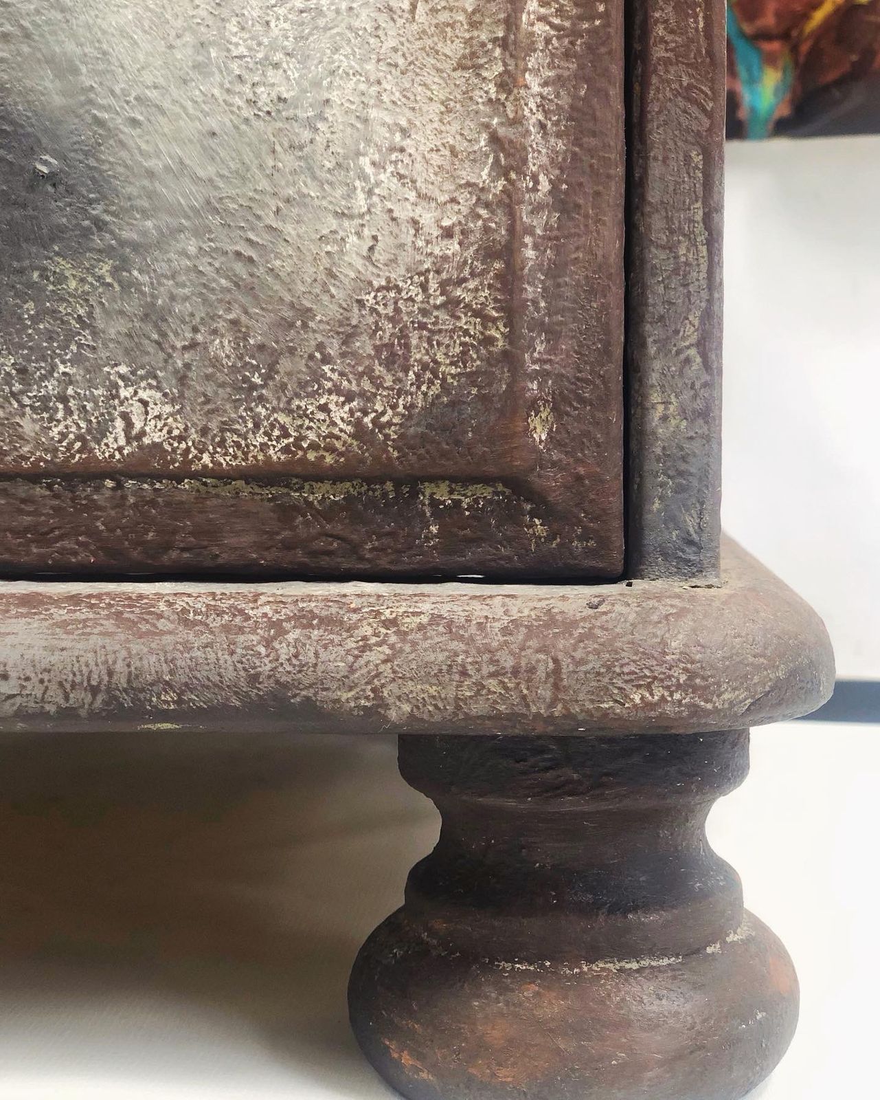 photo for sale Rusty Metal Paint Effect Bedside Cabinet By Paint Kitchen