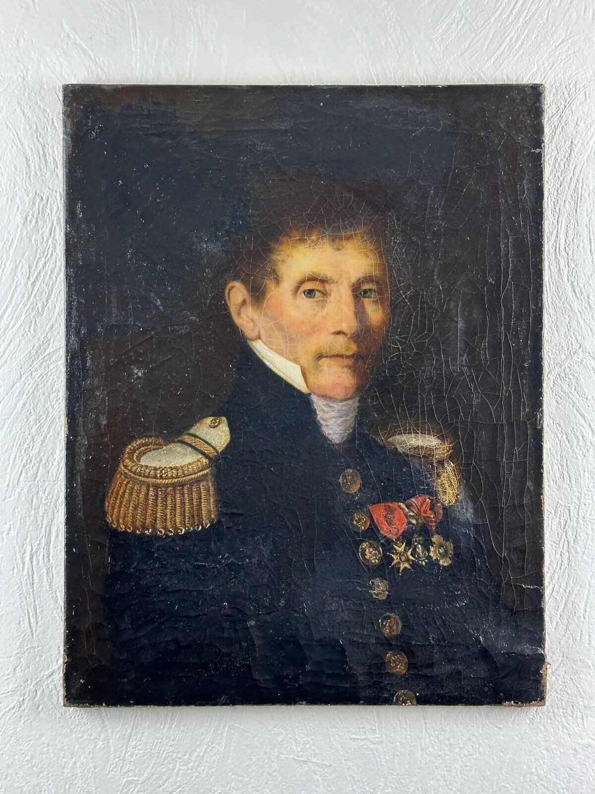 Finely Painted Portrait In Oil Of A Military Man From Post Napoleonic France. photo vinterior