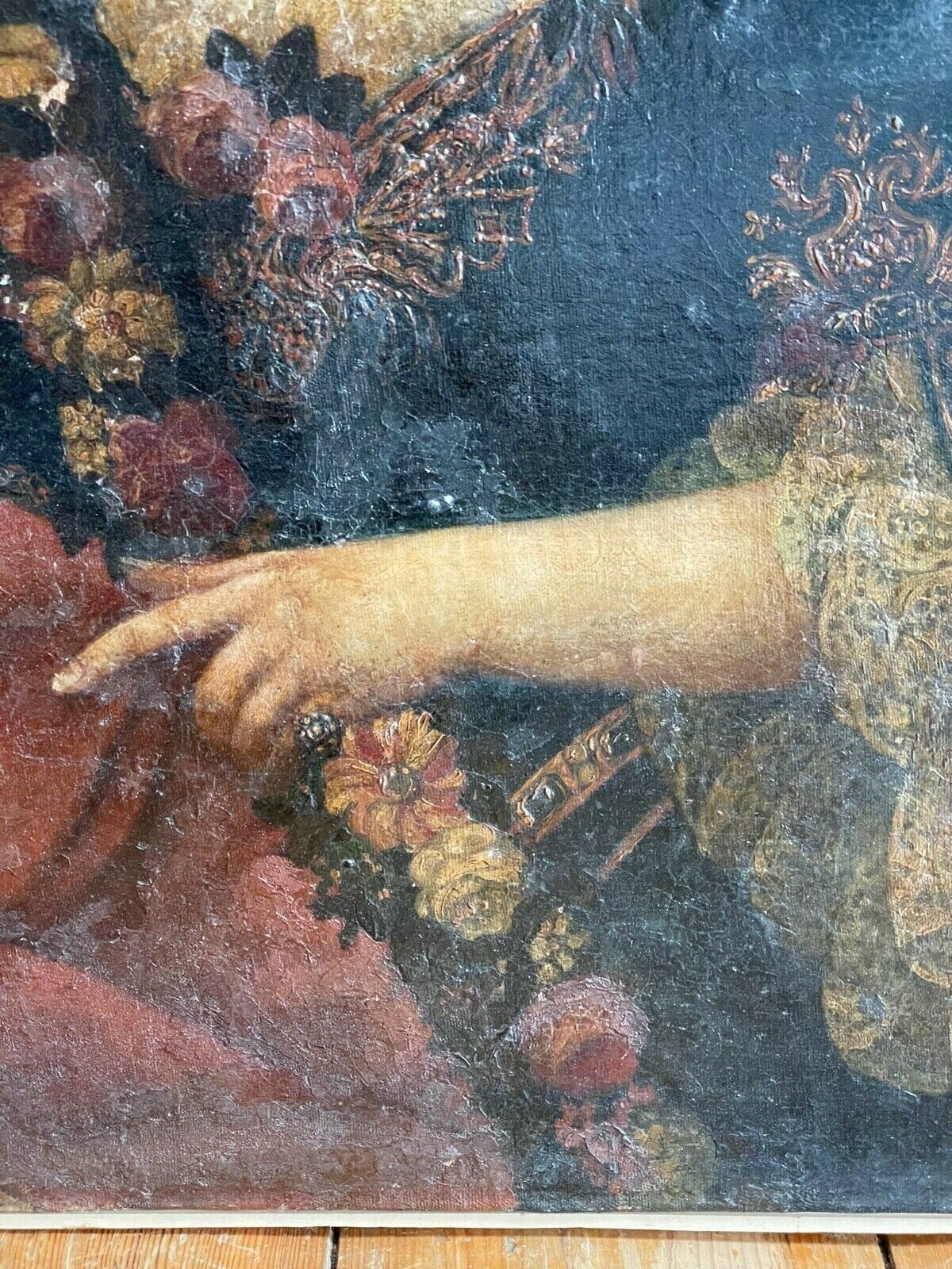 Signed Oil Portrait Of French Woman Dated 1753 photo vinterior
