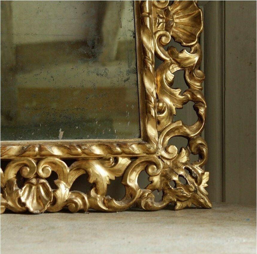 Early 19th C. Mirror From Italy In Carved & Gilded Limewood Frame photo furniture
