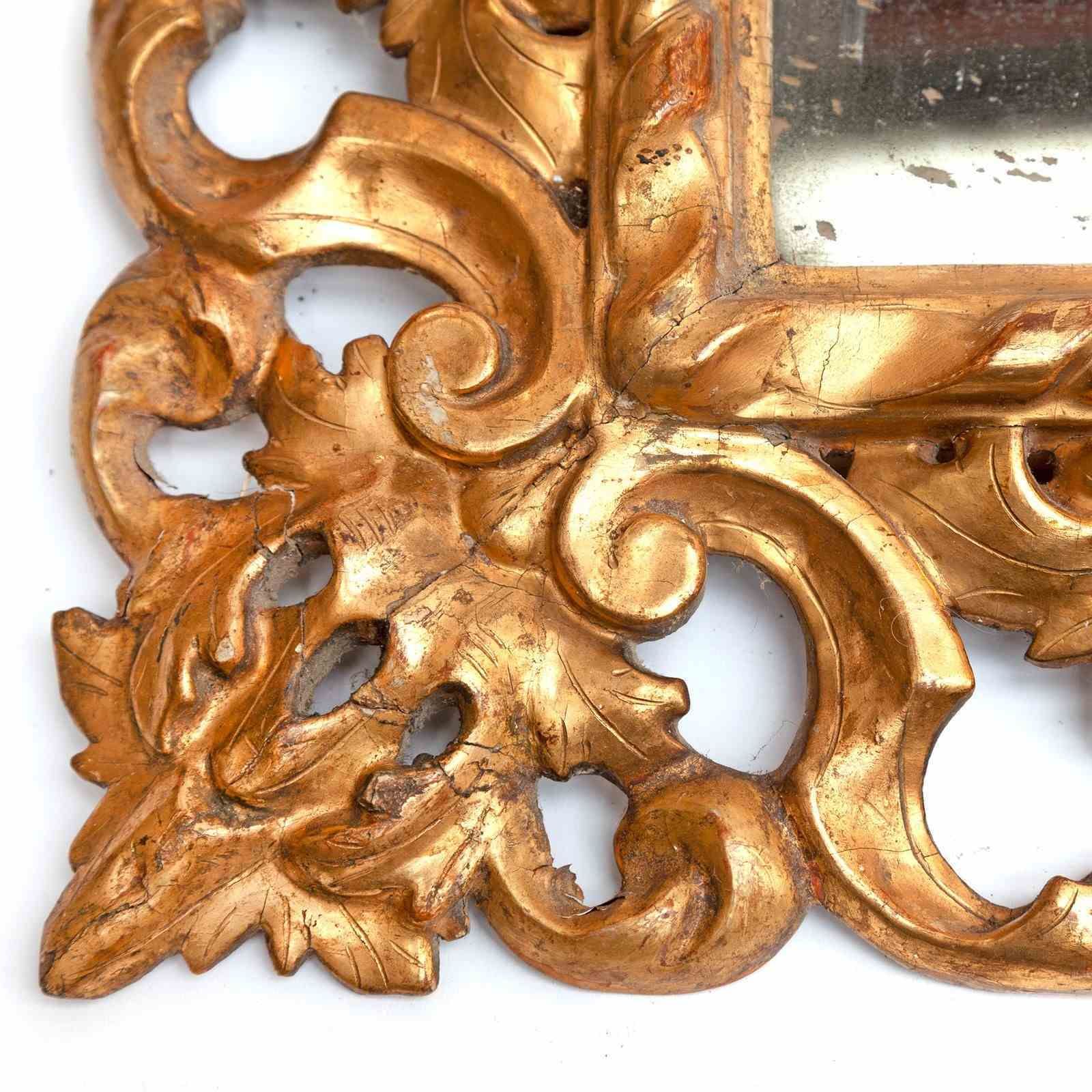 Early 19th C. Mirror From Italy In Carved & Gilded Limewood Frame photo buy