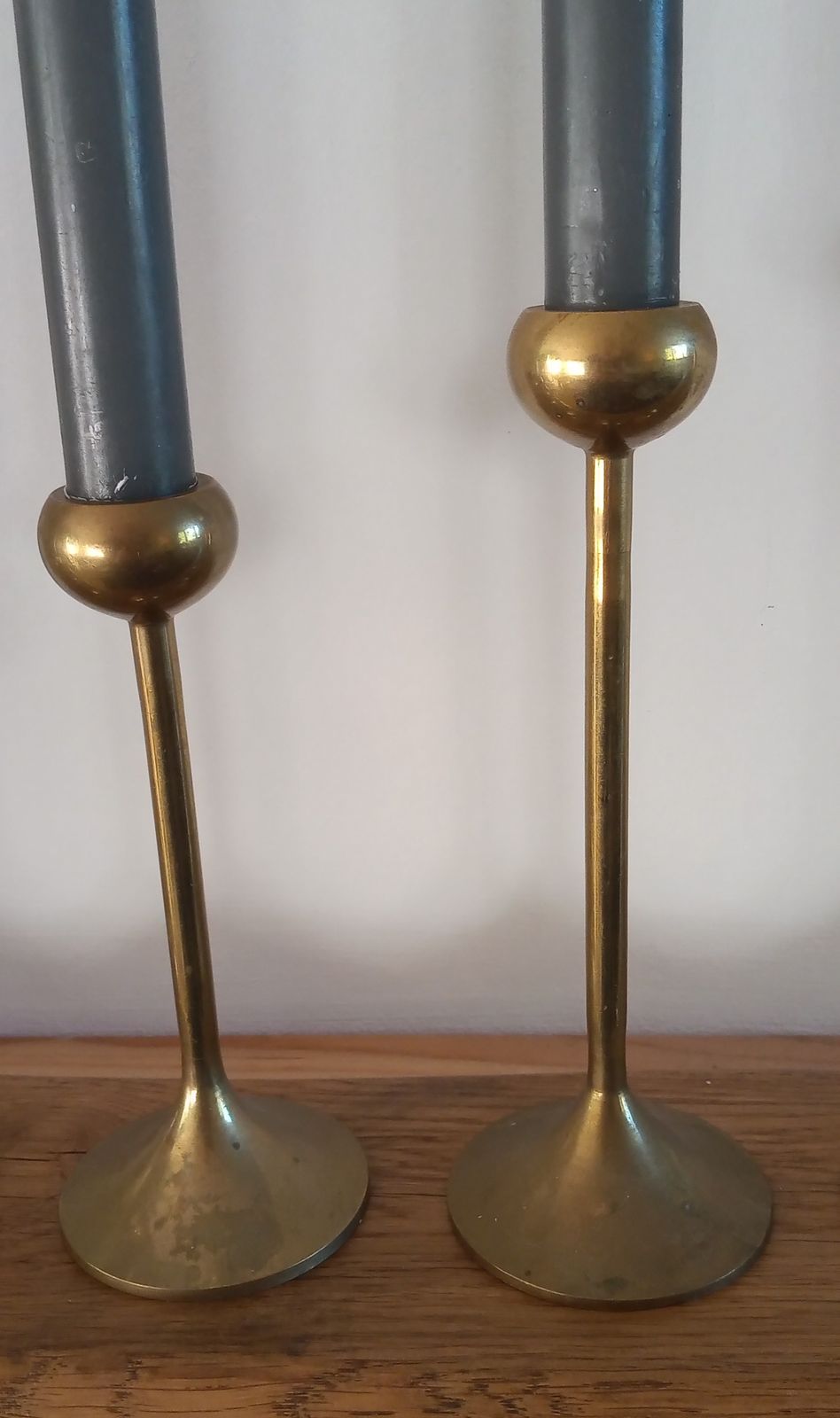 1960s Swedish Set Of 5 Brass Tulip Candle Holders photo vinterior