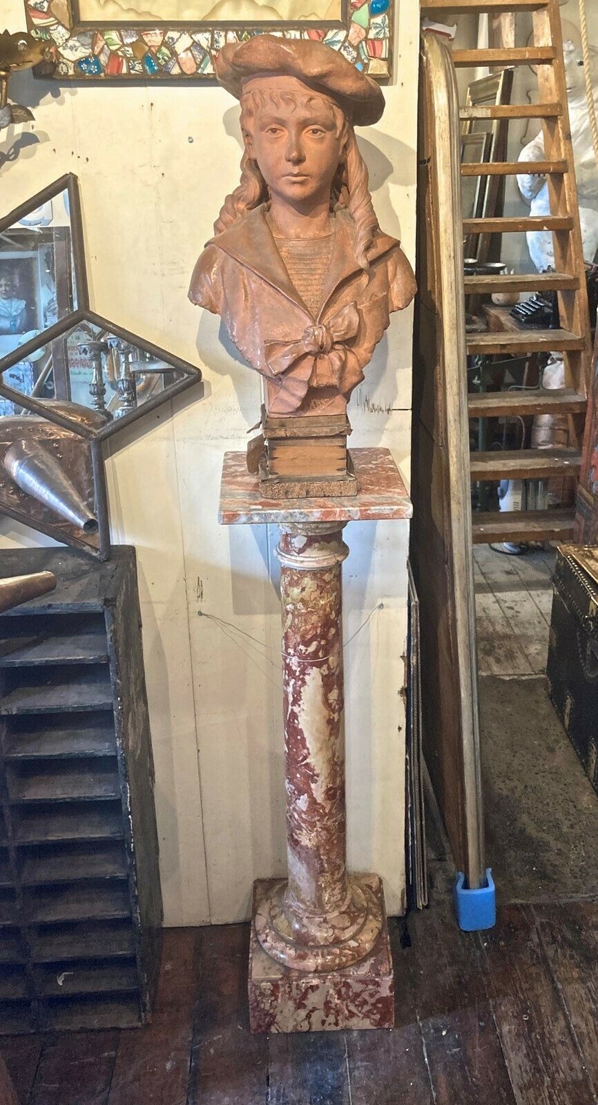 19thc, Signed Terracotta Bust Of 'Matelot' Boy photo Art