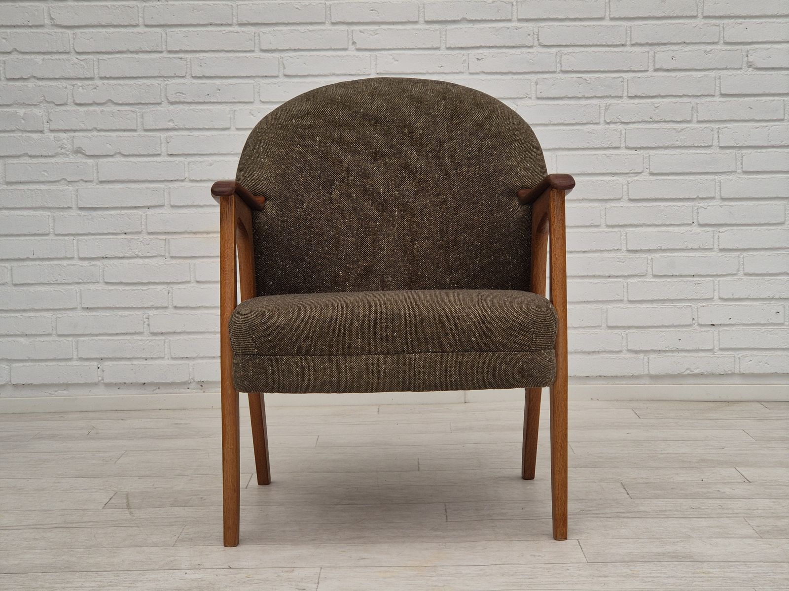 1960s, Danish Armchair, Furniture Wool/Cotton Fabric, Teak Wood. photo furniture