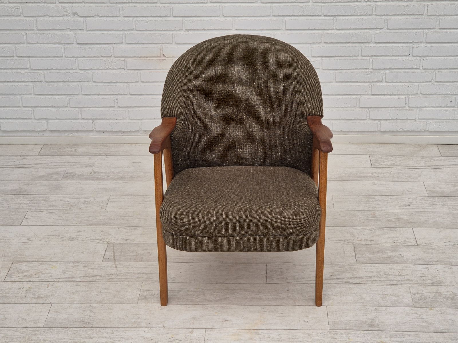 1960s, Danish Armchair, Furniture Wool/Cotton Fabric, Teak Wood. photo 1390.0