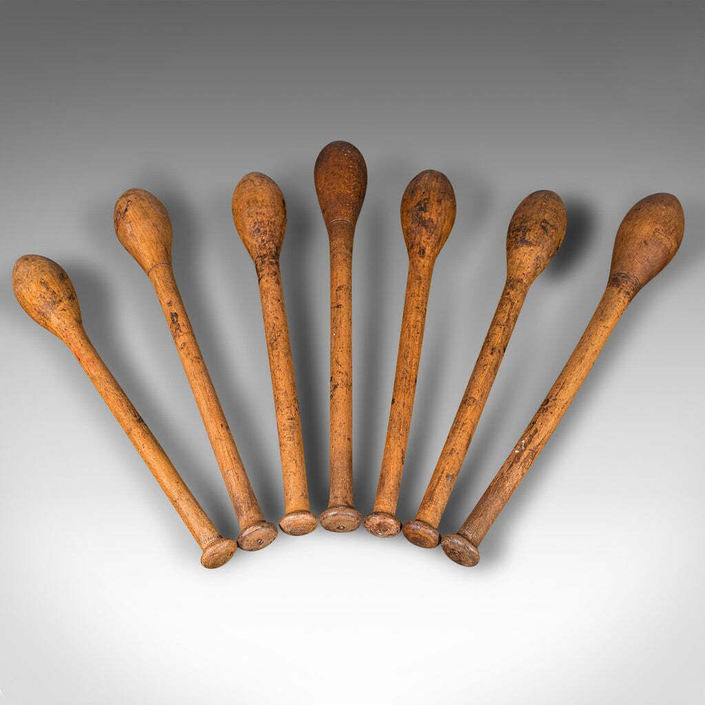 Set Of Antique Circus Juggler's Clubs, English, Beech, Juggling Tool, Circa 1920 photo buy