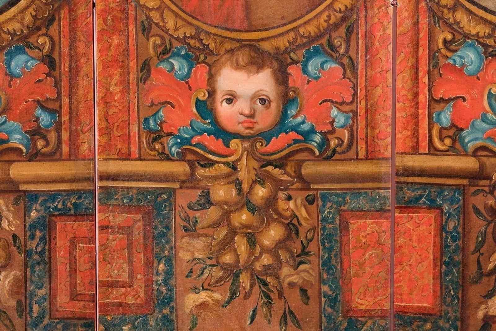 photo vinterior Late 18th/Early 19th C. Painted 'Shakespearean' Screen From Italy