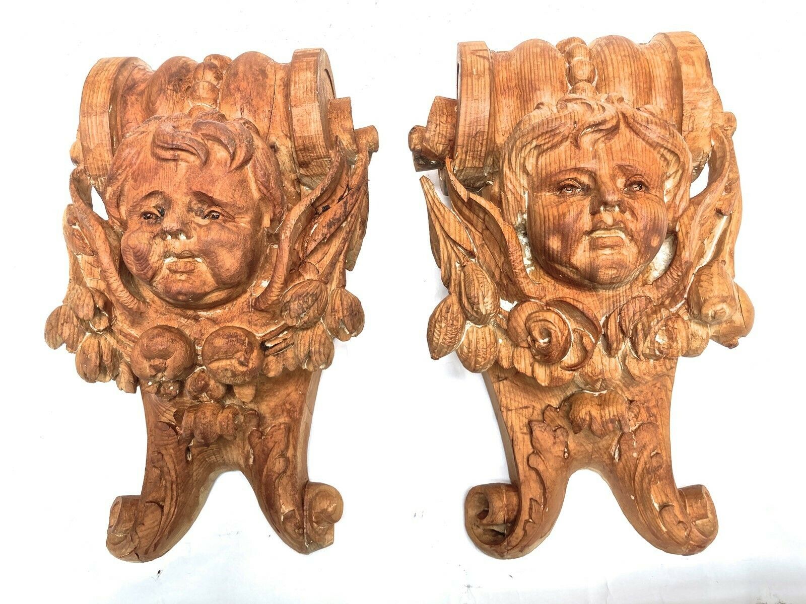 Pair Of Antique Carved Wood Corbels From Bristol photo Art