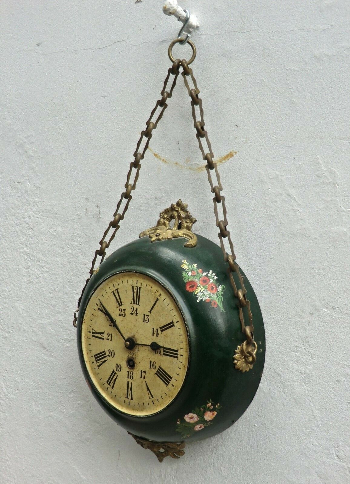19thc. 'Boulangere' Chain Hanging Wall Clock From France photo Home Decor
