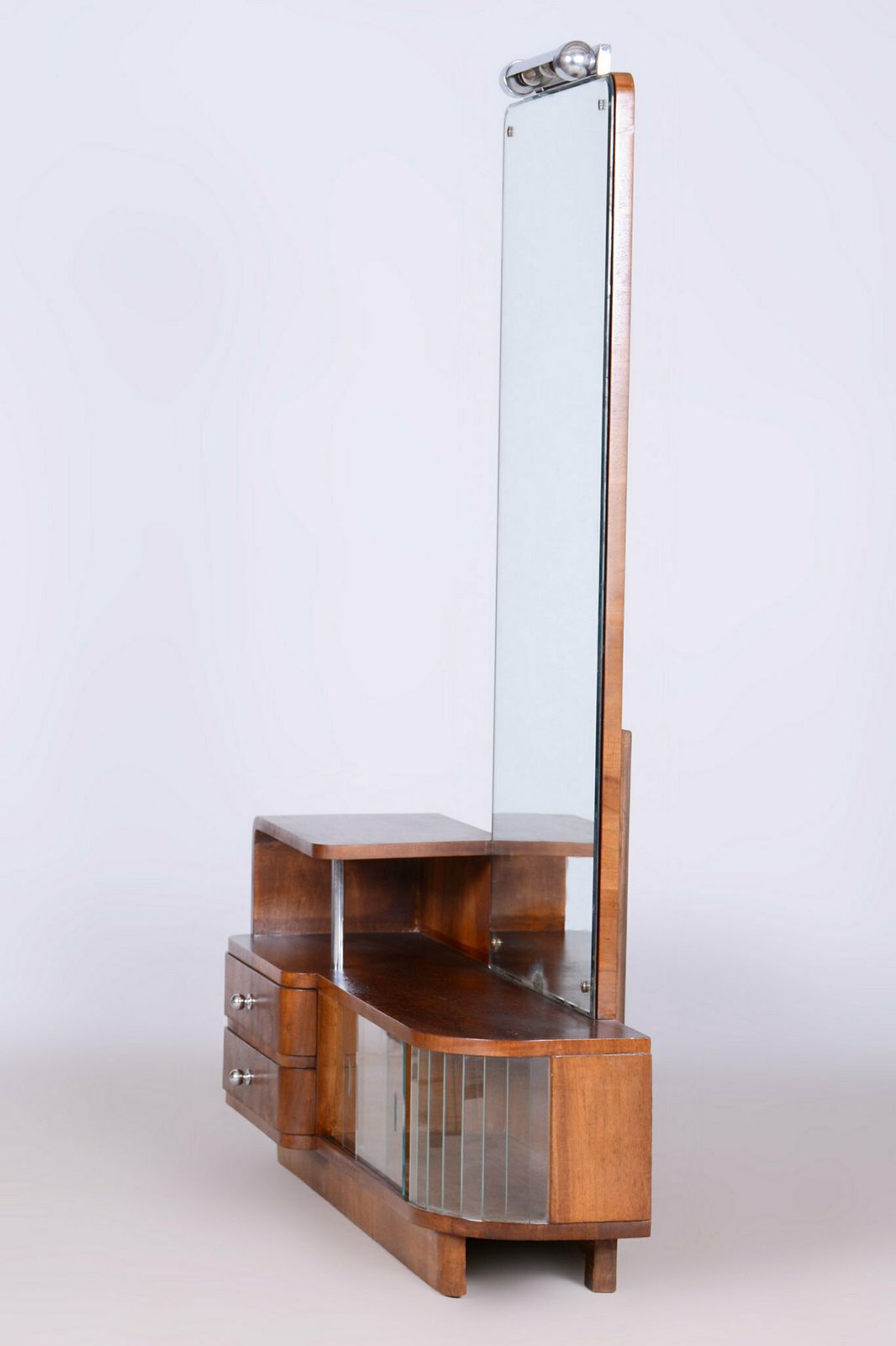 Home Decor Restored Art Deco Dressing Mirror, By R. Slezak, Glass, Walnut, Czech, 1930s photo