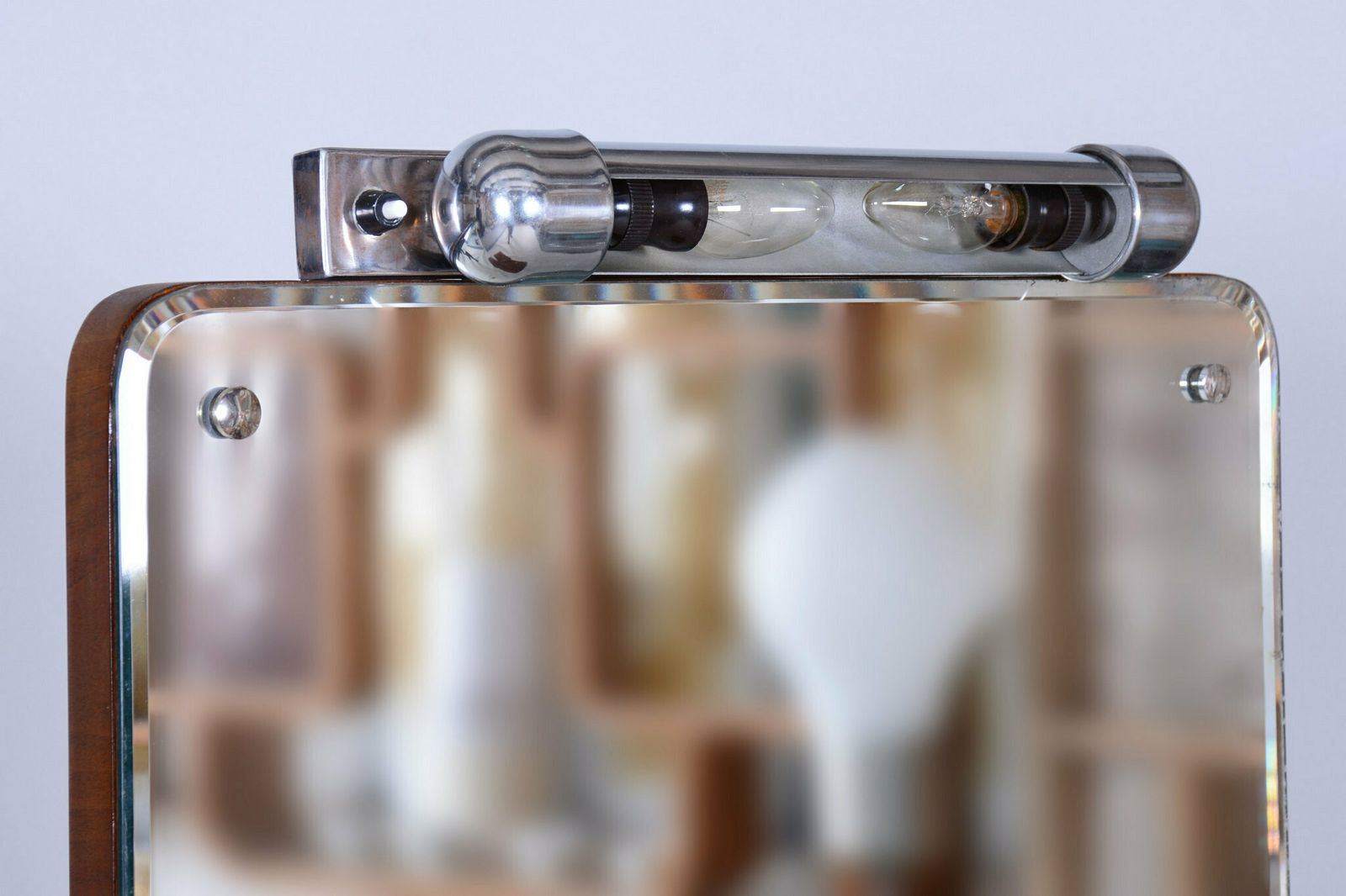 photo vinterior Restored Art Deco Dressing Mirror, By R. Slezak, Glass, Walnut, Czech, 1930s