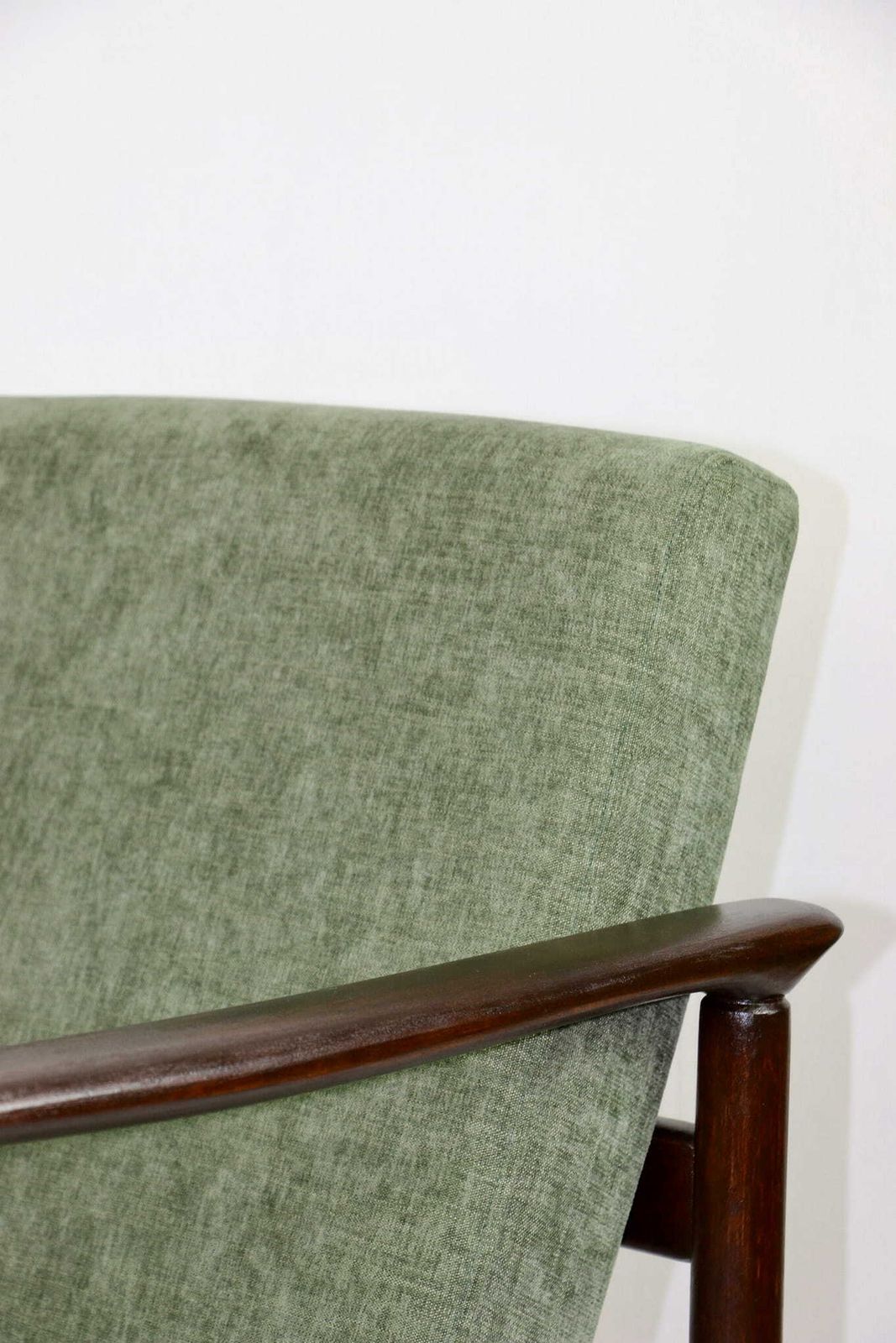 Gfm 142 Armchair Designed By Edmund Homa From The 70s Olive Green   Brown Wood photo Furniture