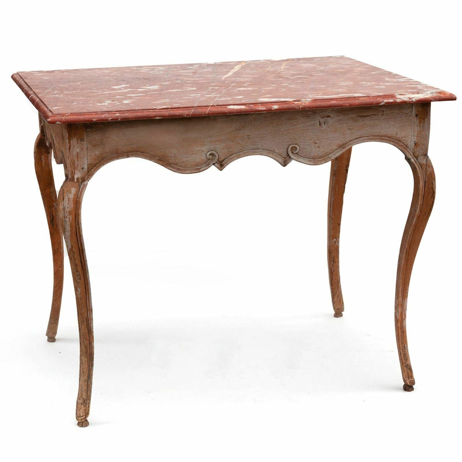 Late 19thc. Red Marble Top Cherrywood Side Table From France