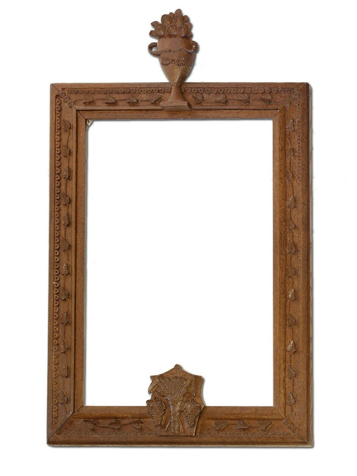 19th Century Frame With Carvings Of Leaves & Grapes