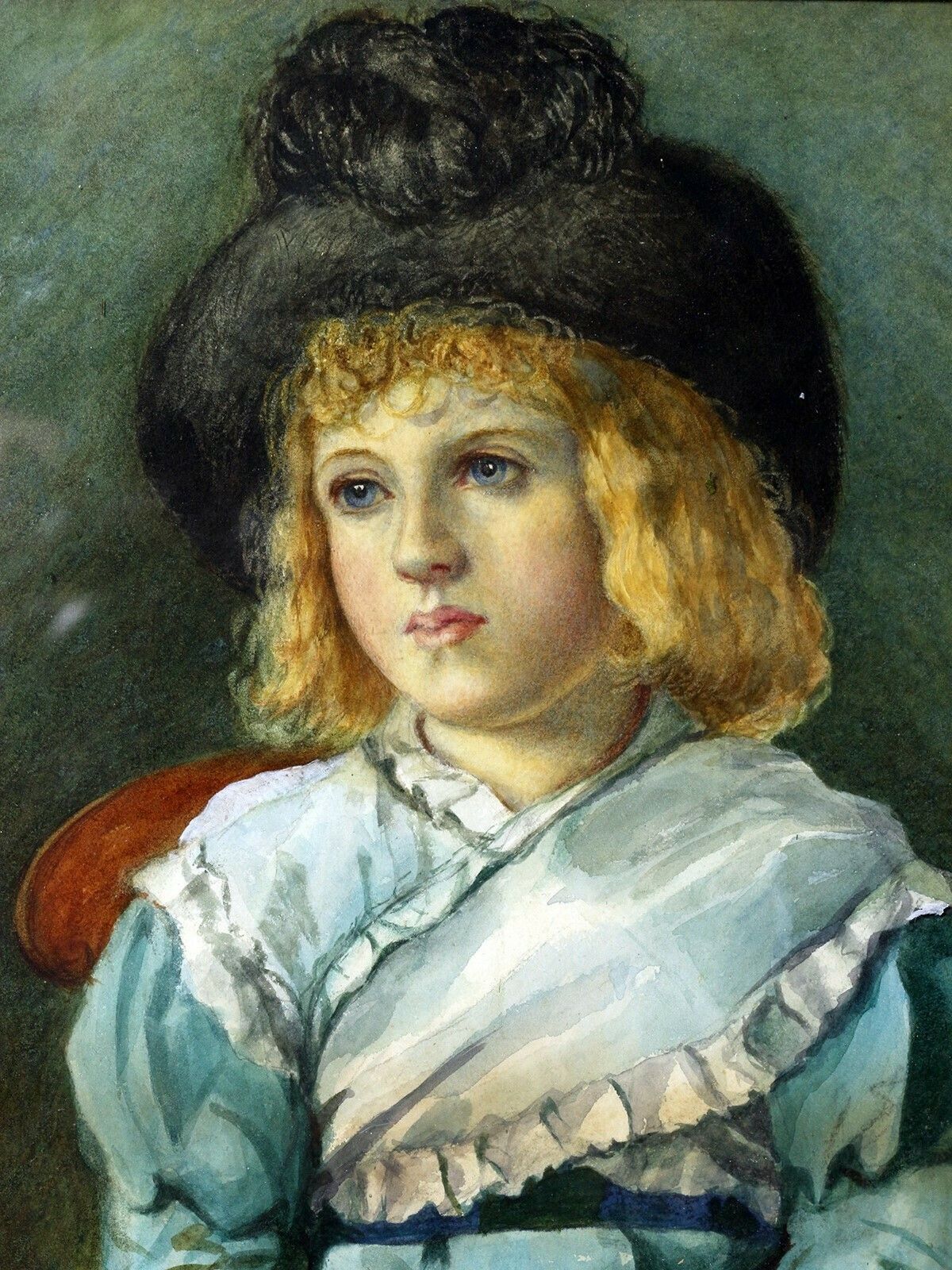19th C. Paris Studio 'Gouache' Painting Of Young Boy photo furniture