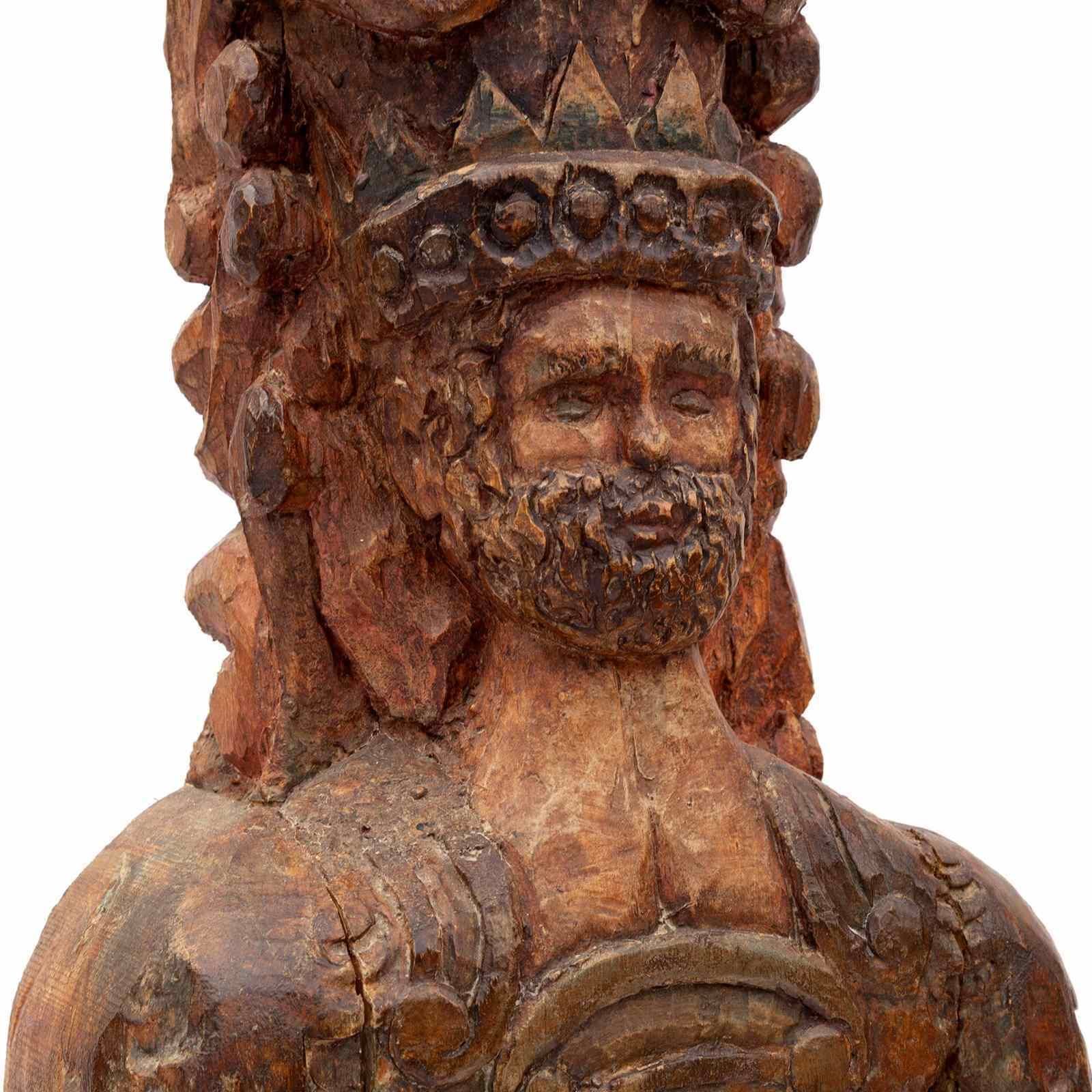 Carved Wooden Figure Of King David From French Pyrenean Region photo for sale