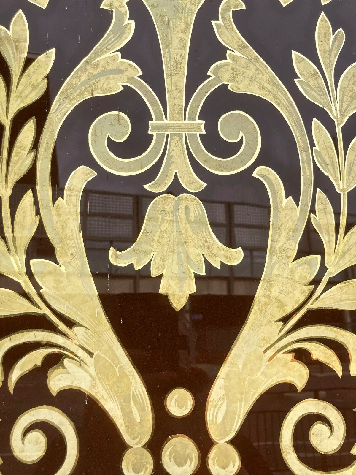 Gilded & Painted Front Of Shop Glass Panel From Paris Florist photo for sale
