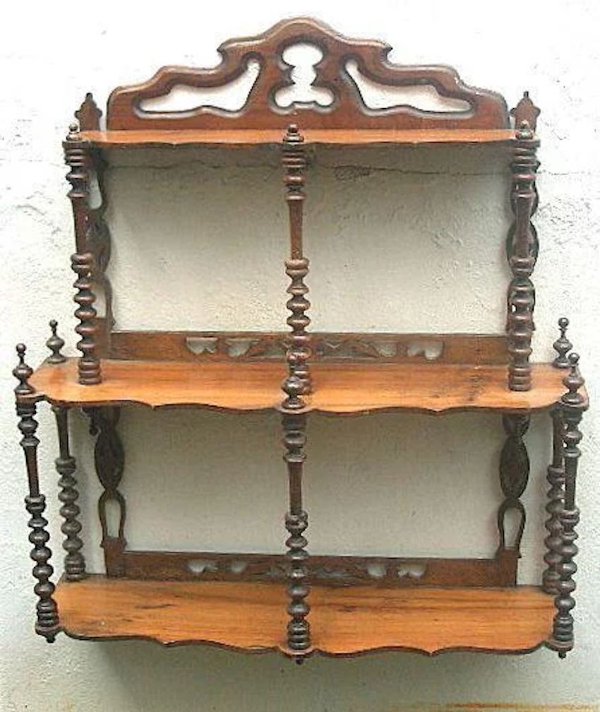 Art Nouveau Shelf Rack Carved In Walnut