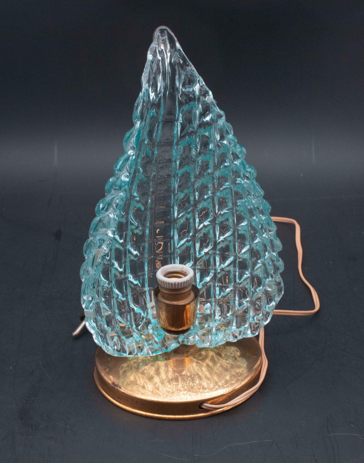 photo for sale Rare Table Lamp In Blu Murano Glass Vase For Barovier & Toso, 1960