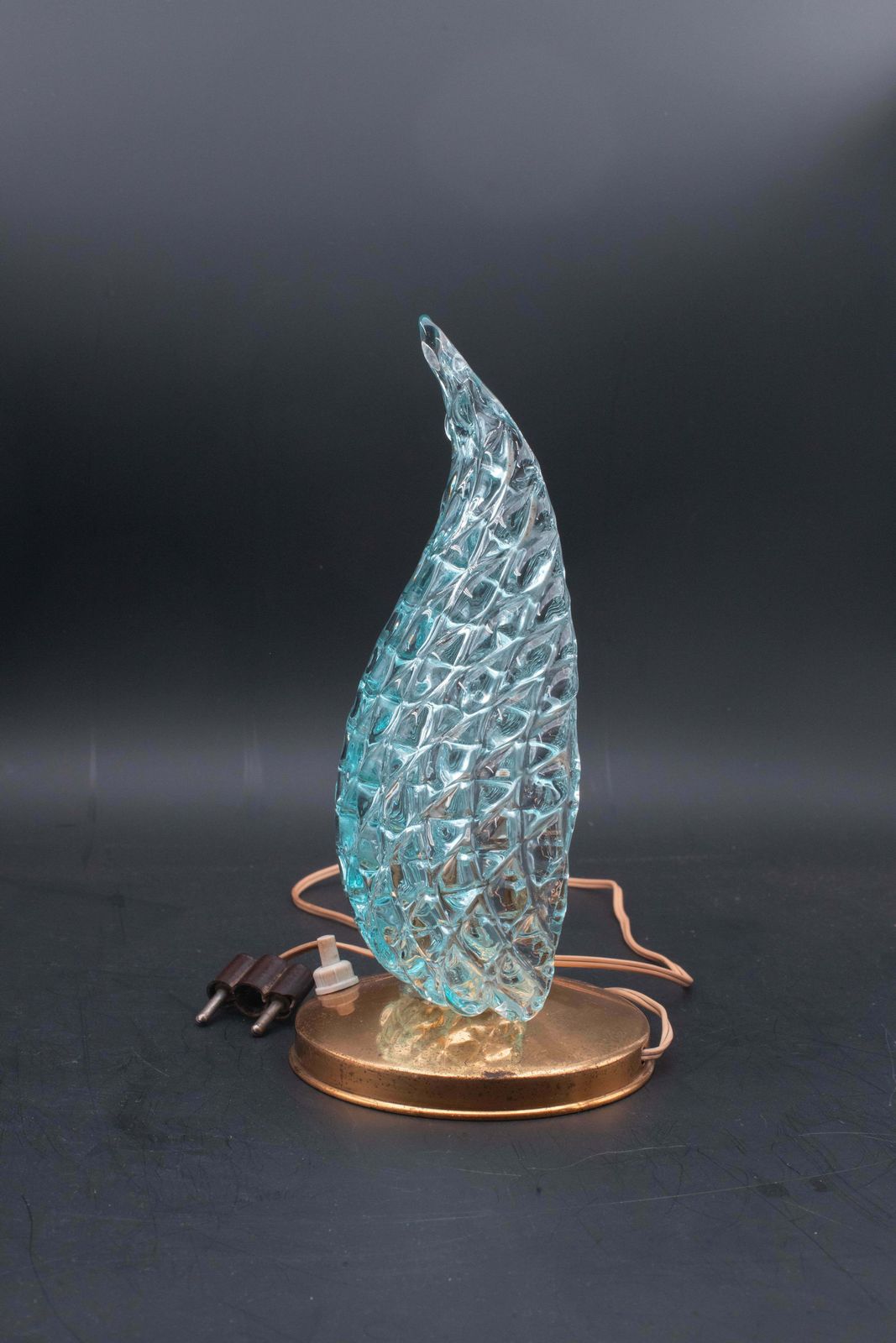 Lighting Rare Table Lamp In Blu Murano Glass Vase For Barovier & Toso, 1960 photo