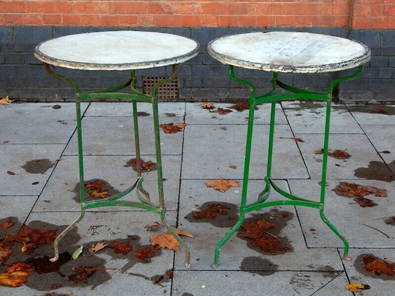 Matching Pair Of Marble Top Café Tables From 'Las Ramblas' In Barcelona photo buy