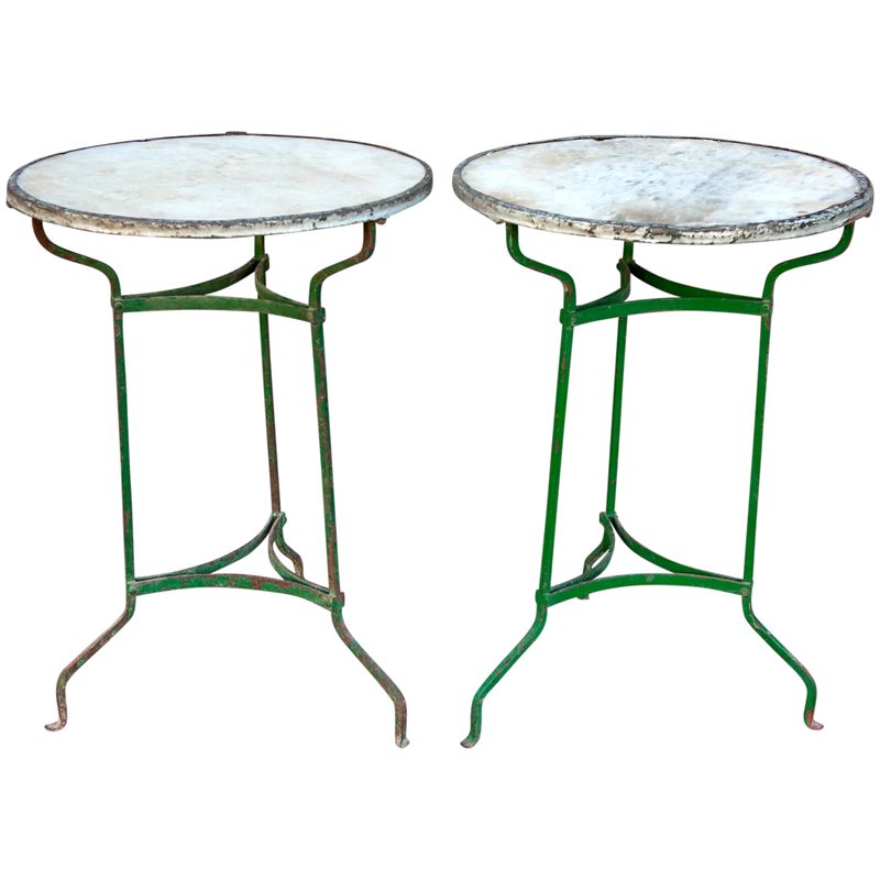 Matching Pair Of Marble Top Café Tables From 'Las Ramblas' In Barcelona photo vintage