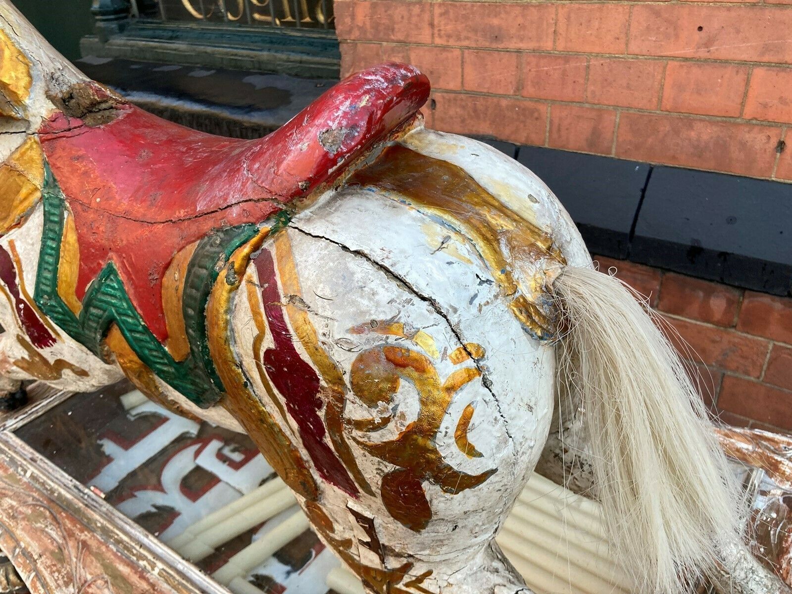 Two Antique Carved Horses From A 19thc. Childrens' Carousel   For Sale As Single Items photo vinterior