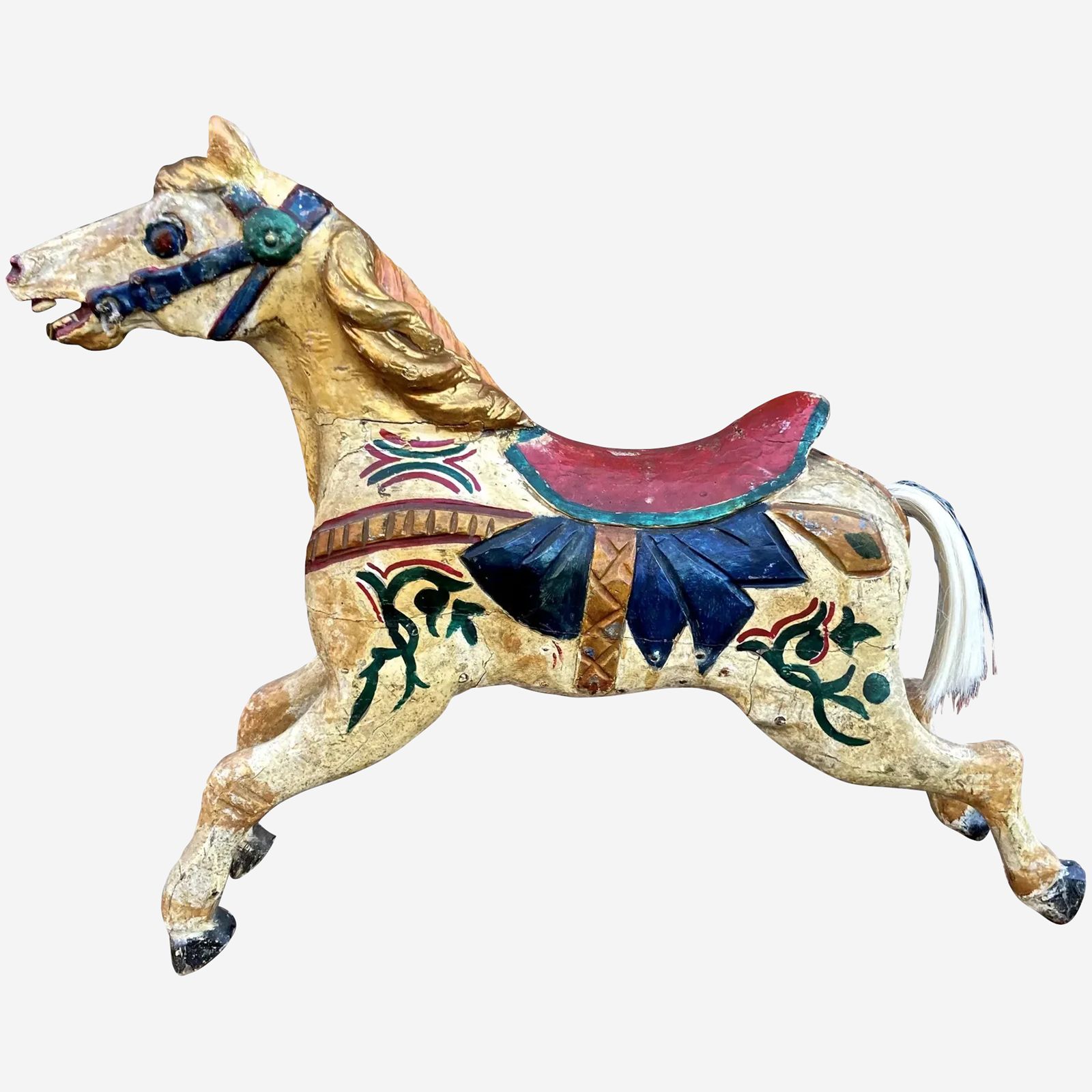 Two Antique Carved Horses From A 19thc. Childrens' Carousel   For Sale As Single Items photo buy