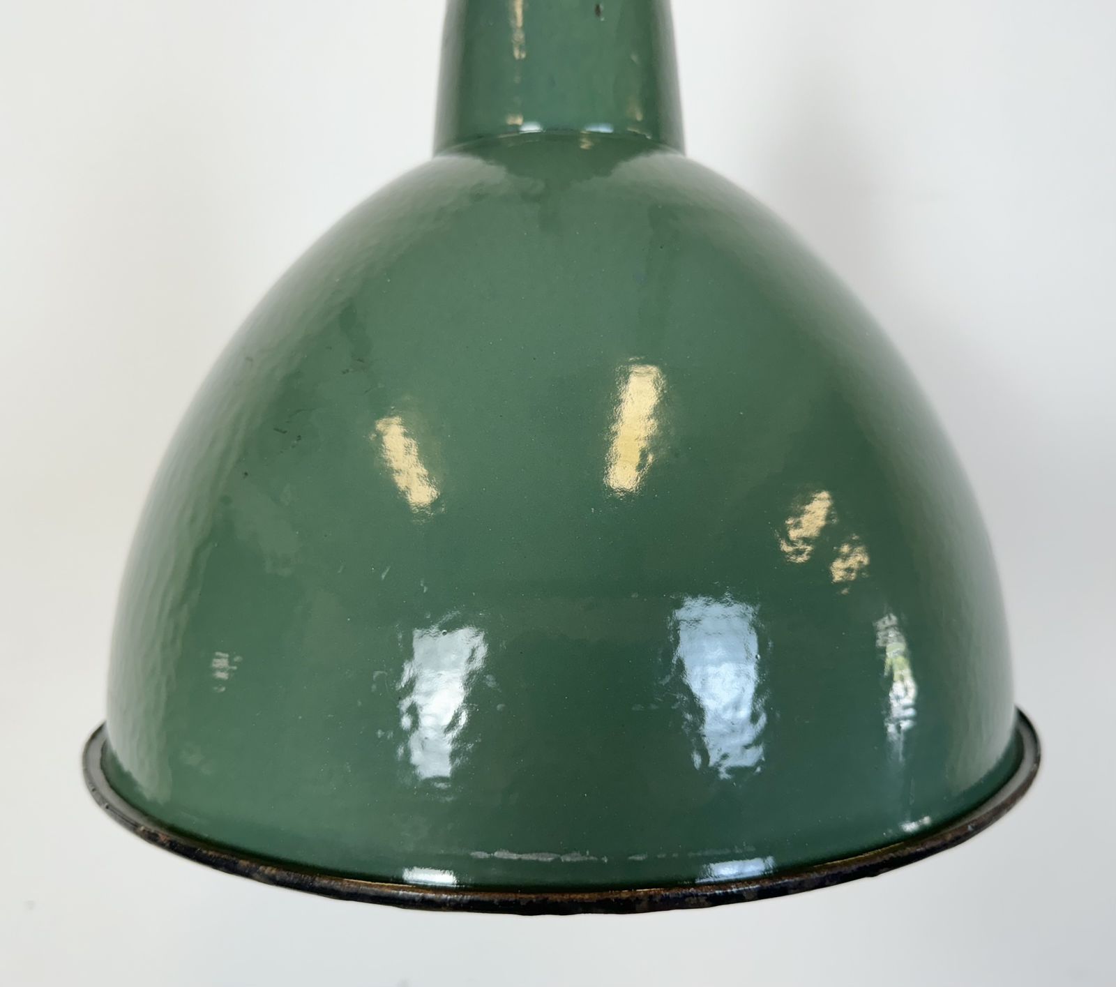 Industrial Green Enamel Factory Pendant Lamp, 1960s, 4x photo for sale