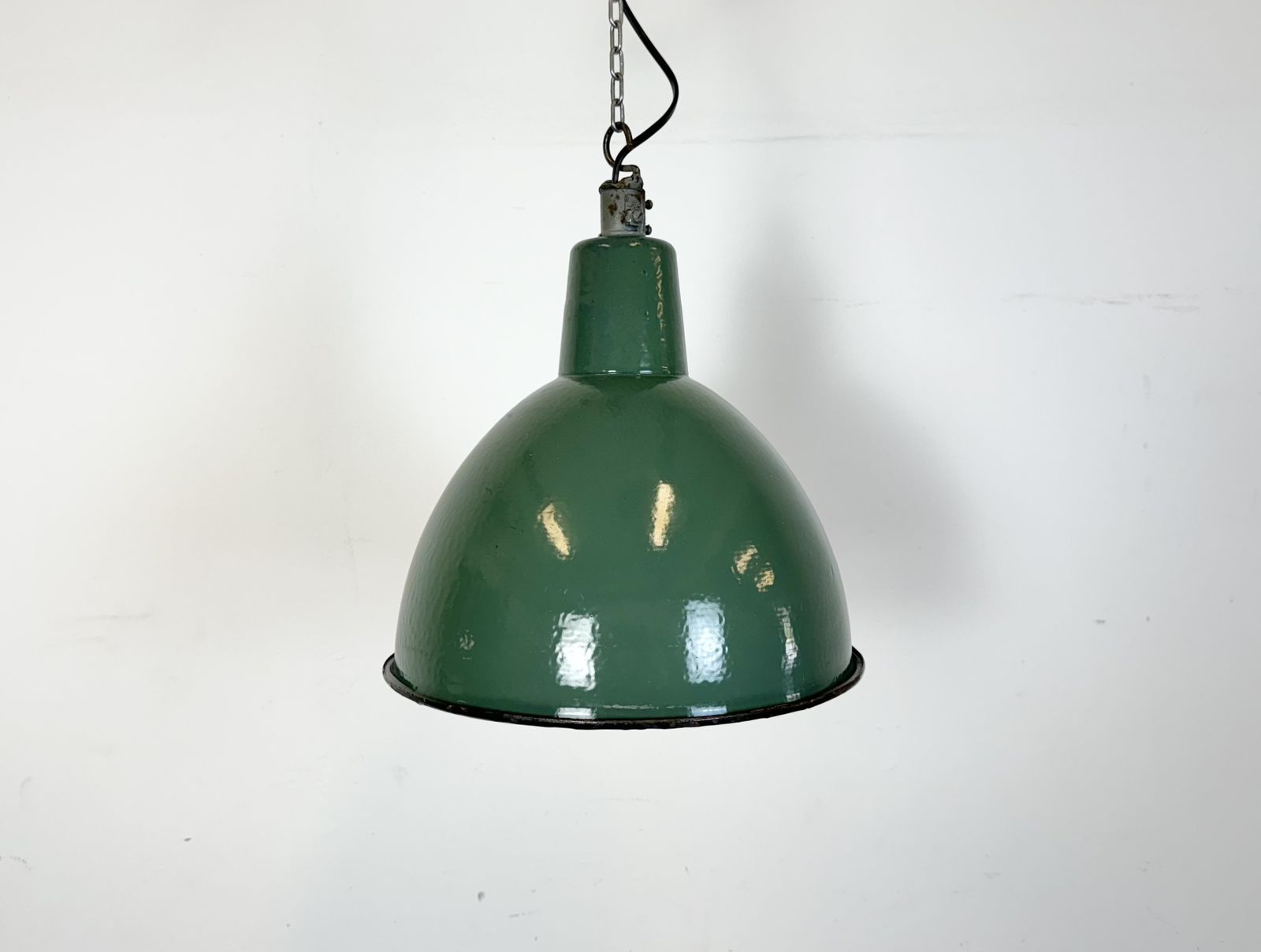Industrial Green Enamel Factory Pendant Lamp, 1960s, 4x photo buy