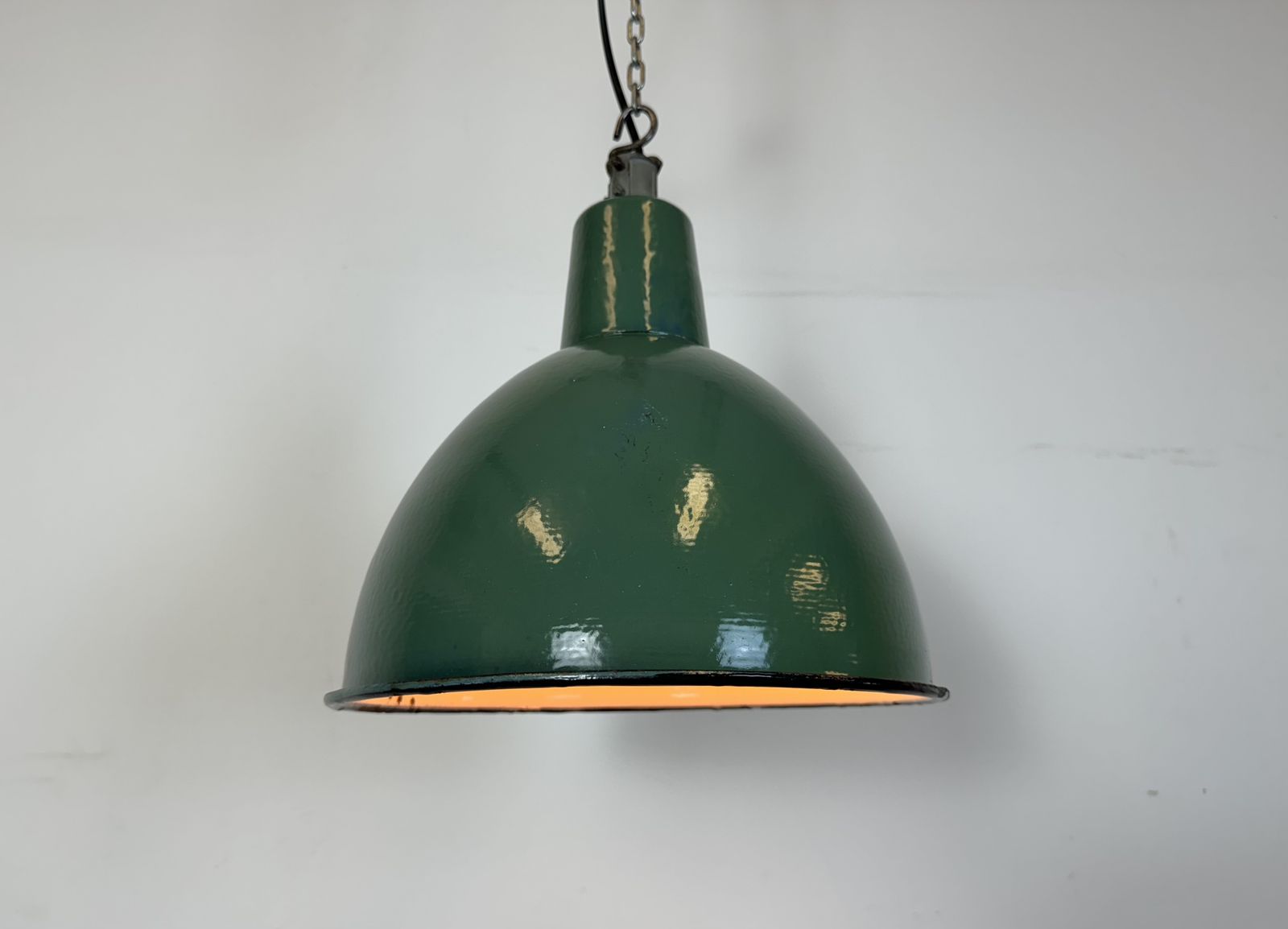 photo for sale Industrial Green Enamel Factory Pendant Lamp, 1960s, 4x