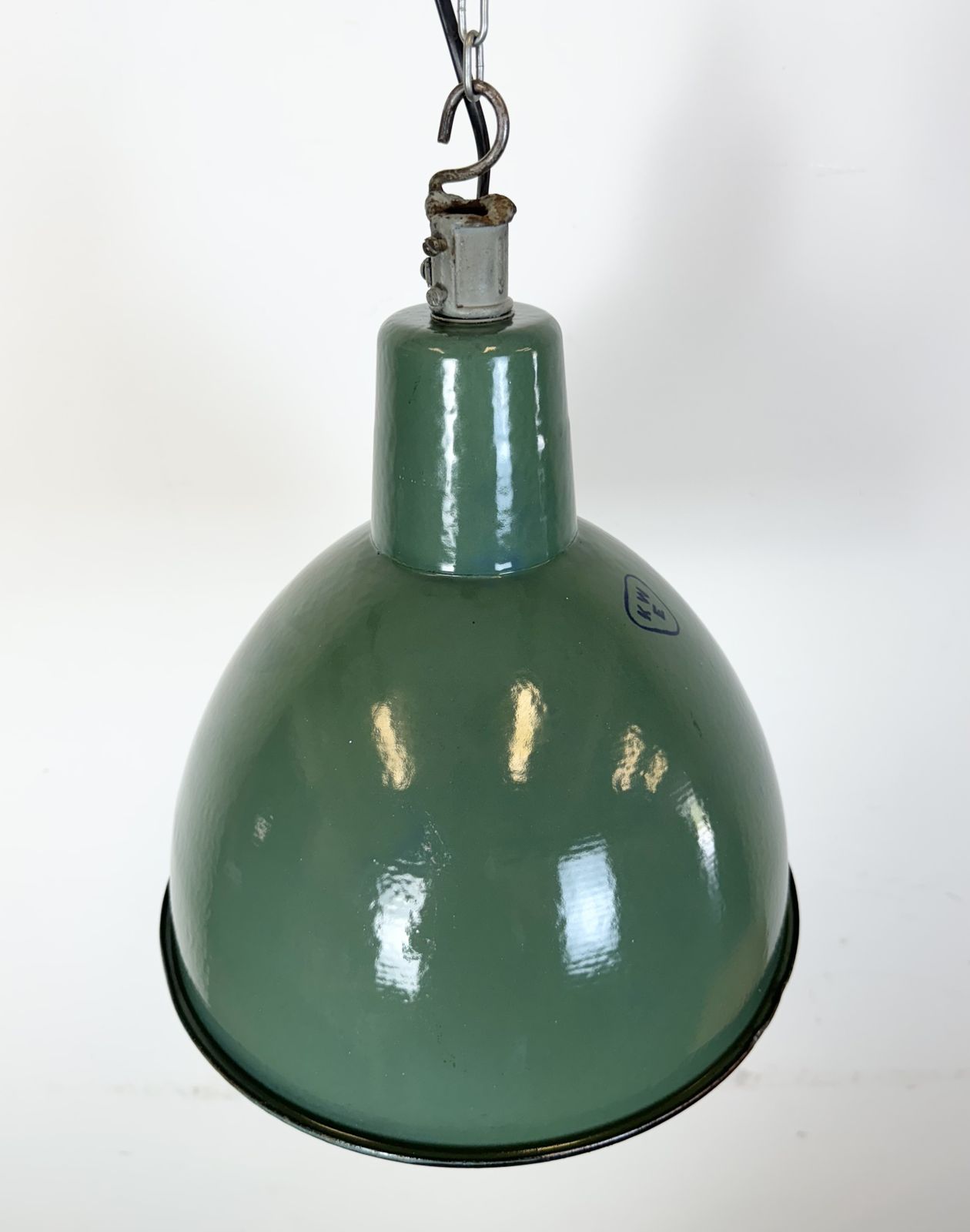 Lighting Industrial Green Enamel Factory Pendant Lamp, 1960s, 4x photo