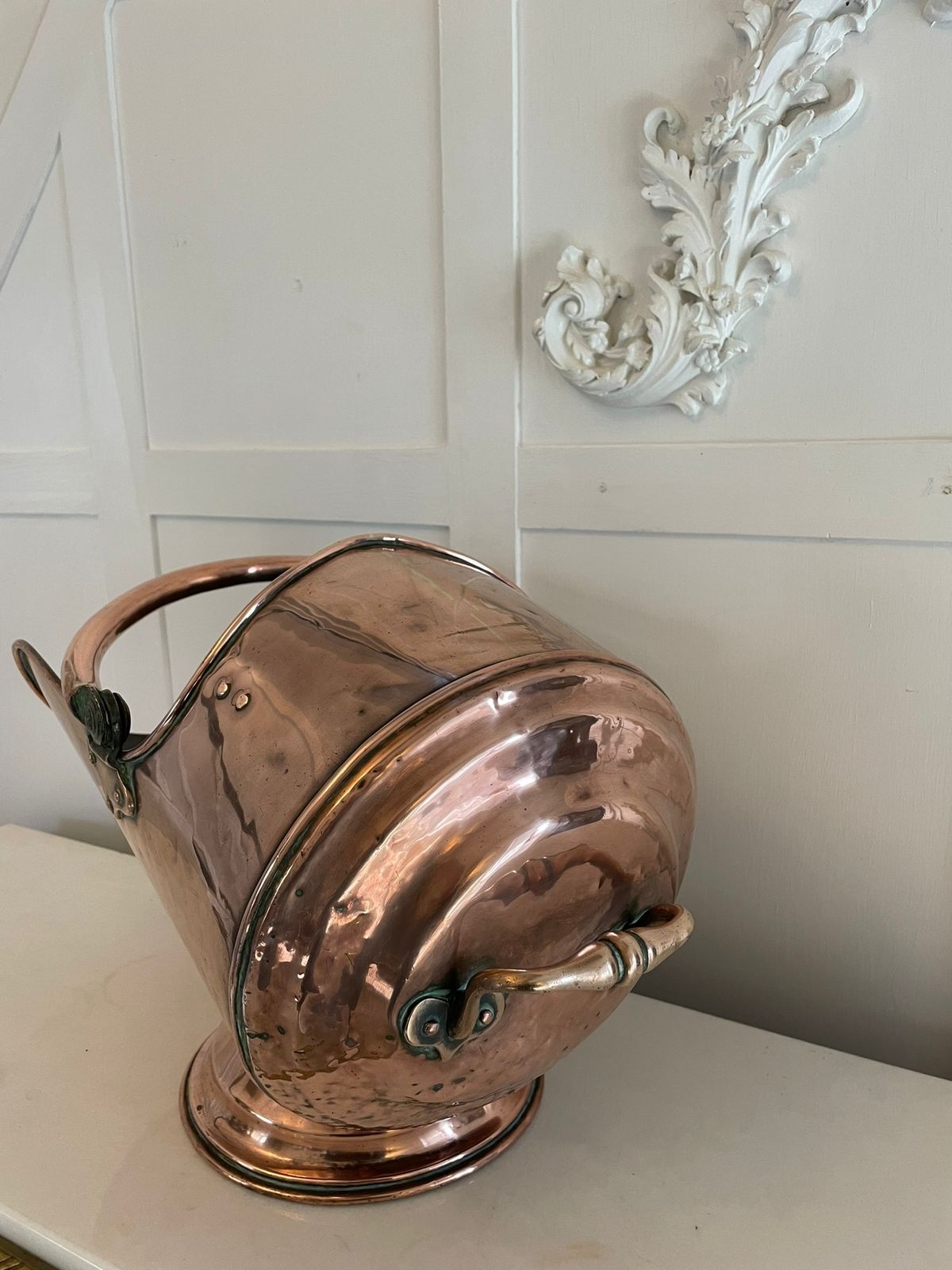 Antique 19th Century Quality Copper Helmet Coal Scuttle photo 595.0