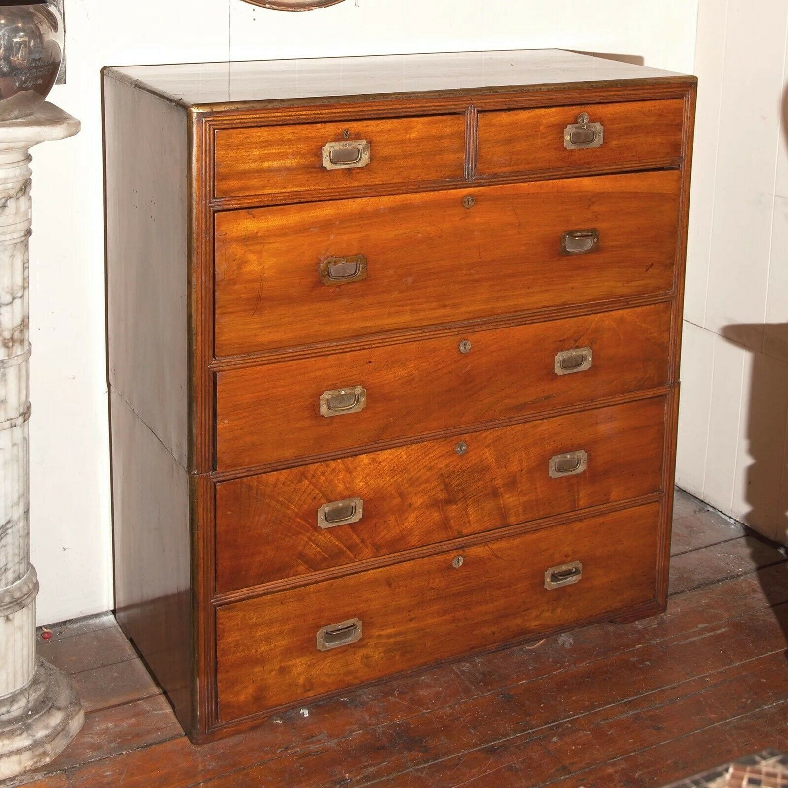 photo for sale 19thc. Naval Or Military Camphorwood Campaign Chest / Bureau