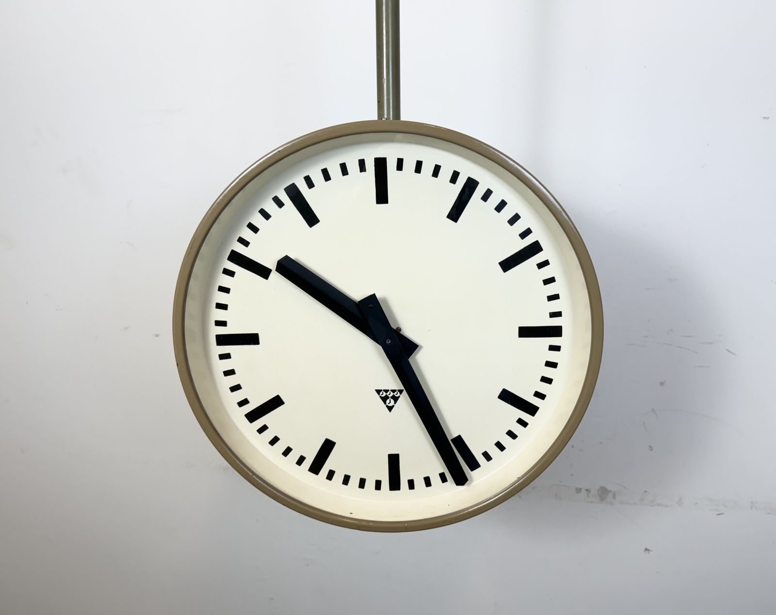Large Industrial Double Sided Railway Or Factory Clock From Pragotron, 1960s photo vinterior